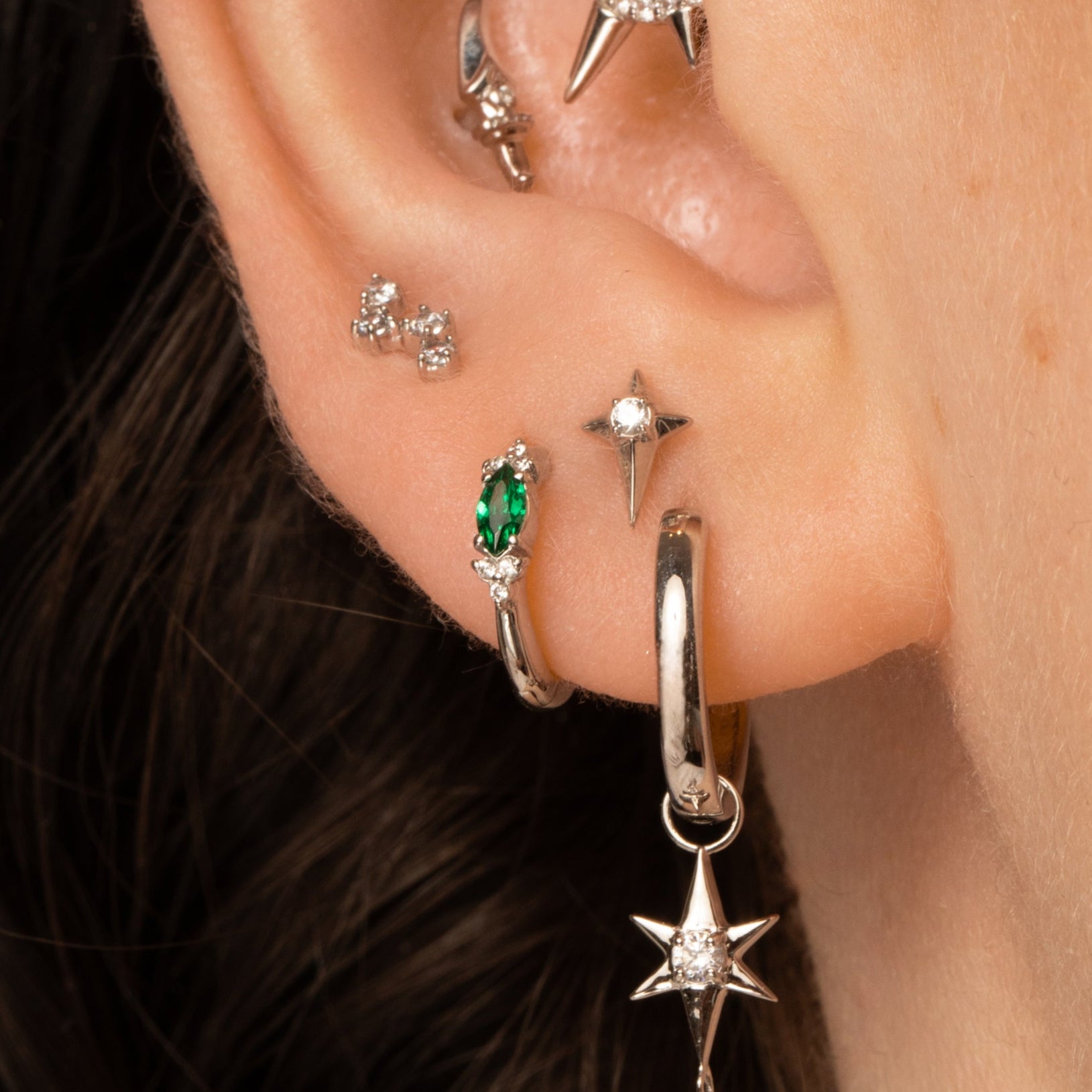 astrid miyu 9k solid white gold Ivy marquise 8mm huggie hoop earring Huggies and Hoops Laura Bond