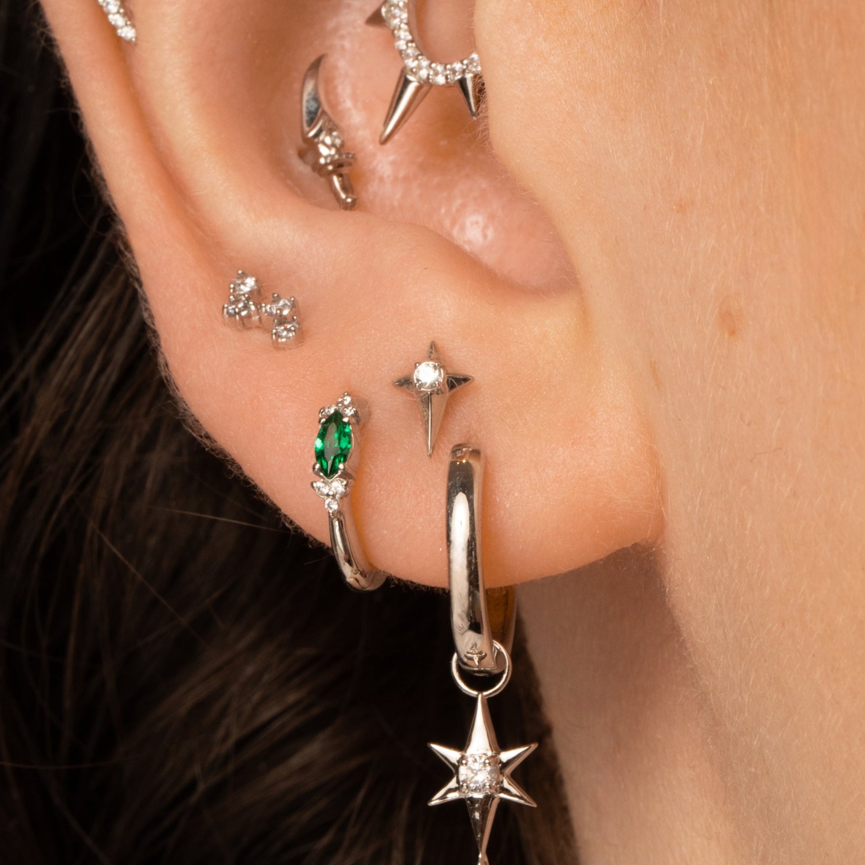 astrid miyu 14k solid white gold Eclipta star flat back labret stud earring Cartilage Studs Laura Bond