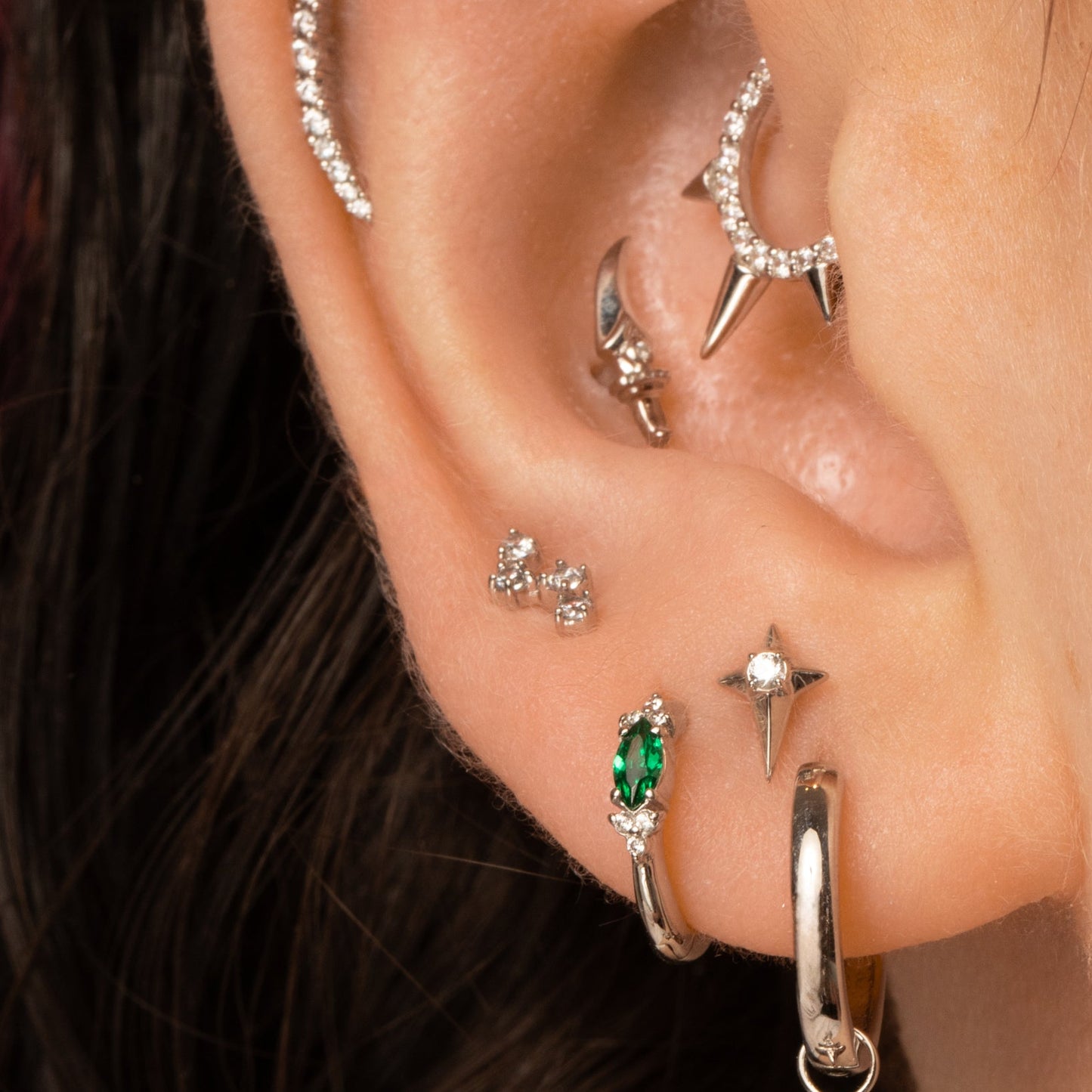 astrid miyu The starlight stacking set - 9k solid white gold flat back labret stud earring set Stacking Sets Laura Bond