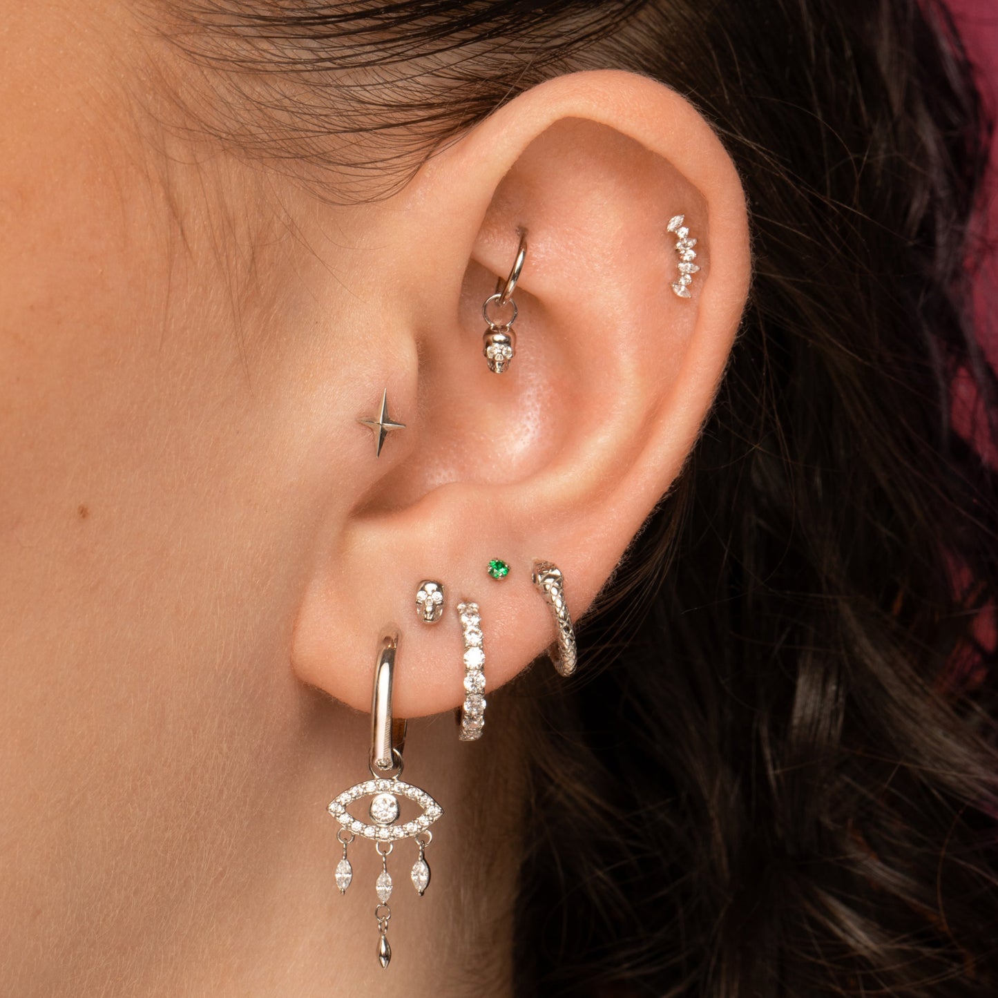 astrid miyu 9k solid white gold Ouroboros Snake clicker hoop earring Huggies and Hoops Laura Bond
