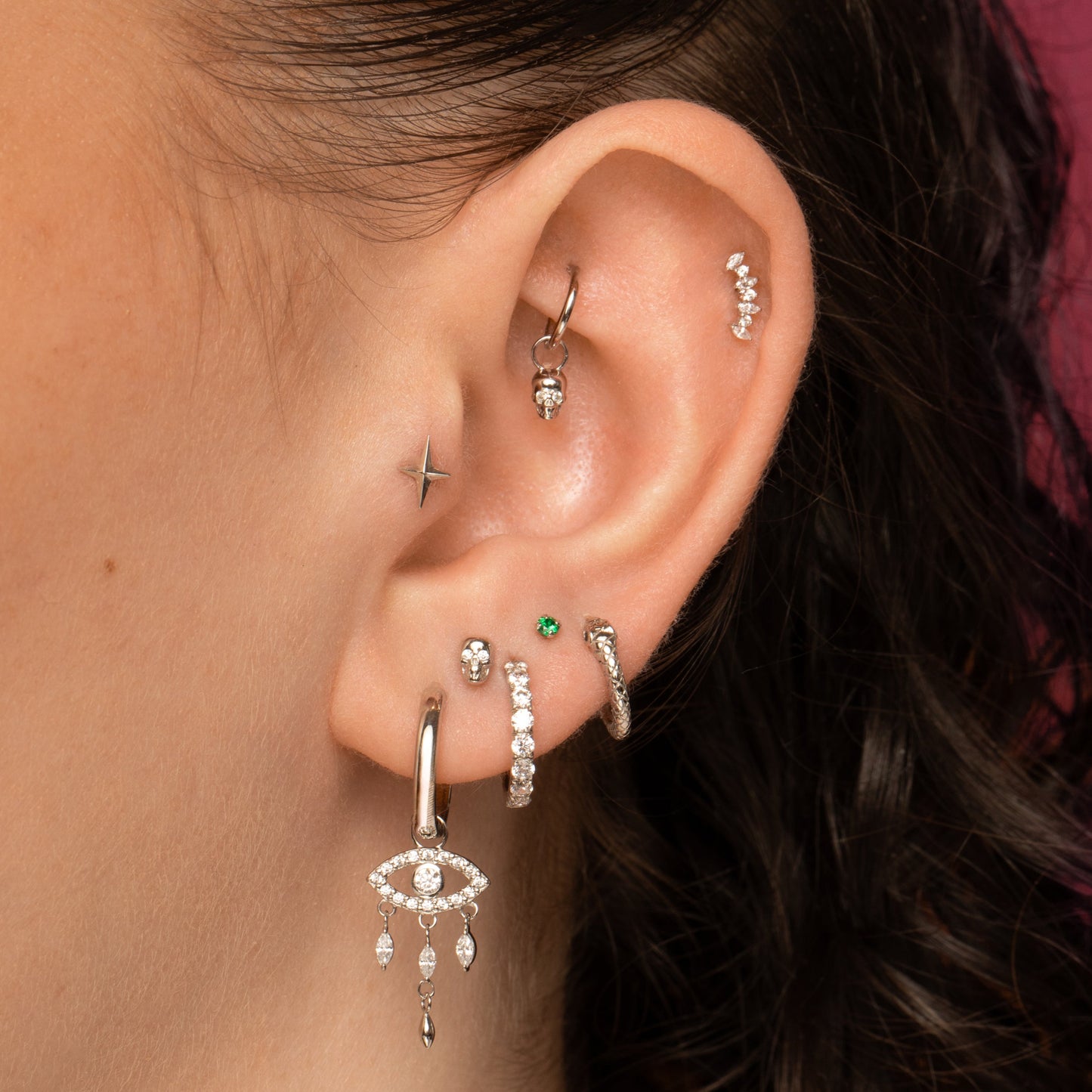 astrid miyu 14k solid white gold Faceted Star labret stud earring Cartilage Studs Laura Bond