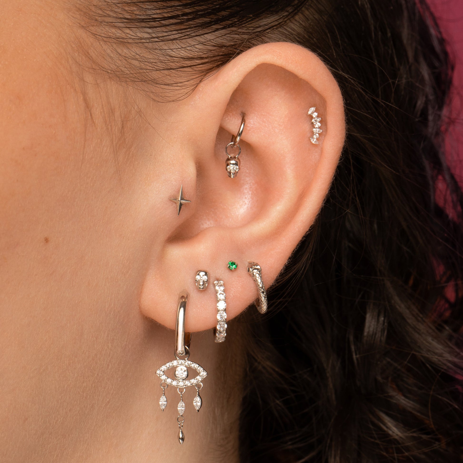 astrid miyu 14k solid white gold Faceted Star labret stud earring Cartilage Studs Laura Bond