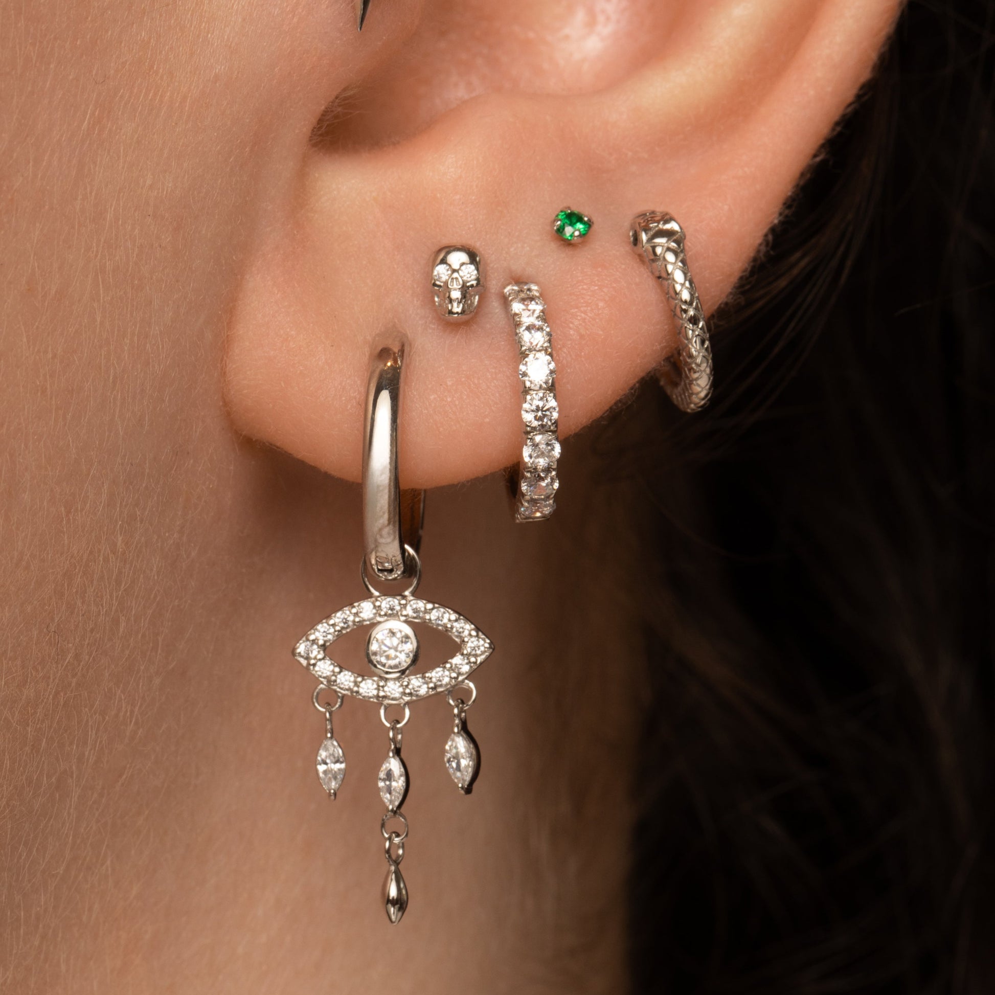 astrid miyu 9k solid white gold Ouroboros Snake clicker hoop earring Huggies and Hoops Laura Bond