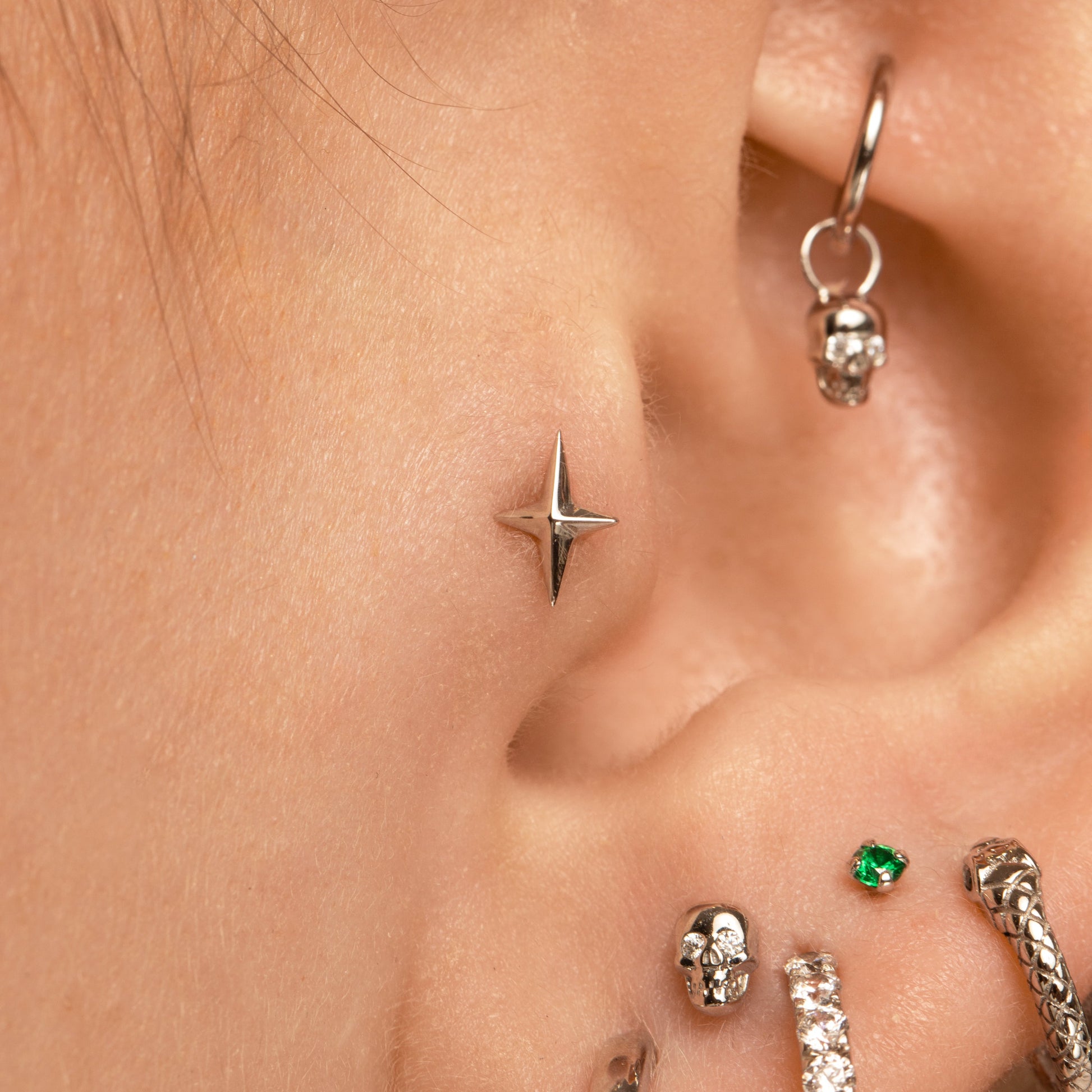 astrid miyu 14k solid white gold Faceted Star labret stud earring Cartilage Studs Laura Bond