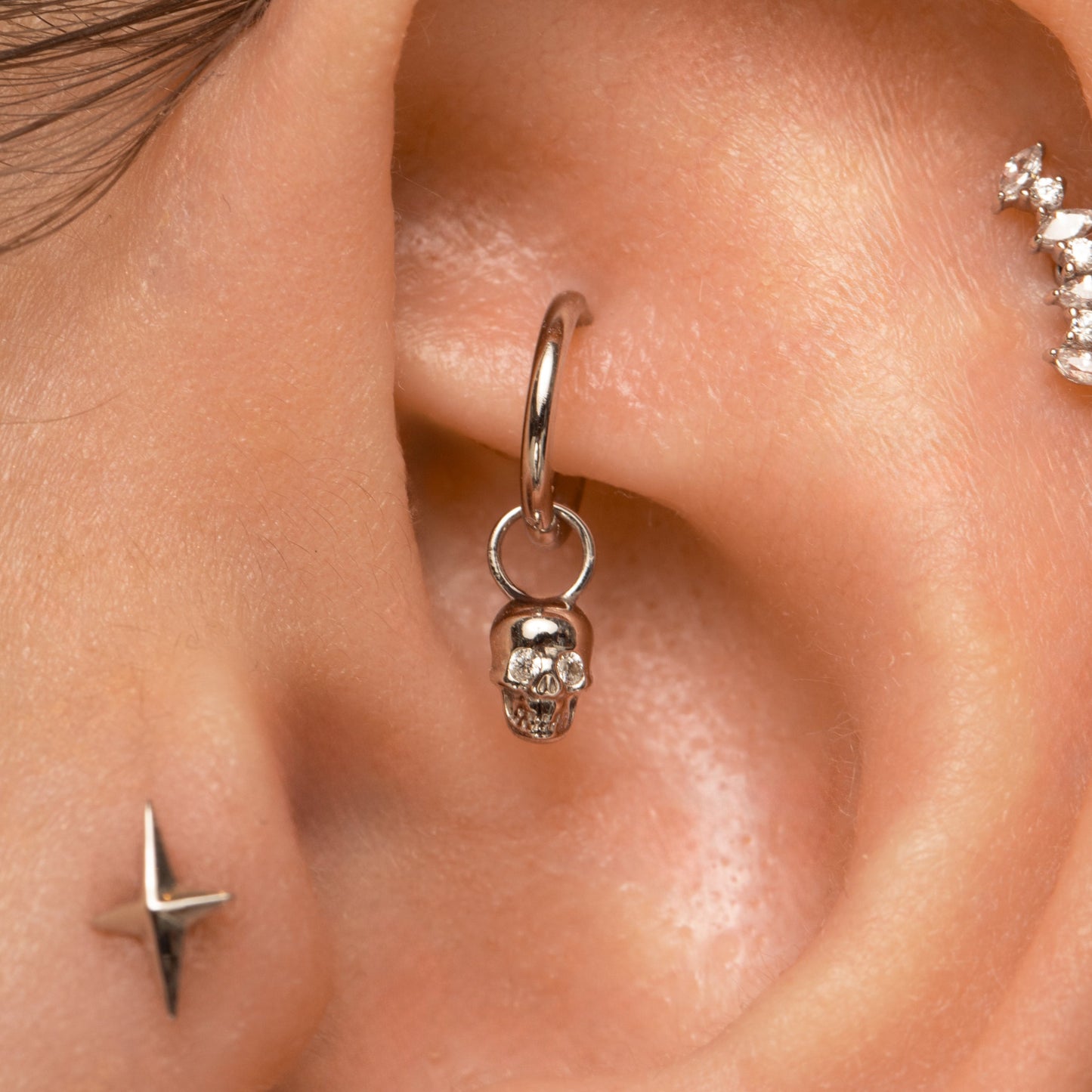 astrid miyu 9k solid white gold Sparkling Skull earring charm Chains and Charms Laura Bond