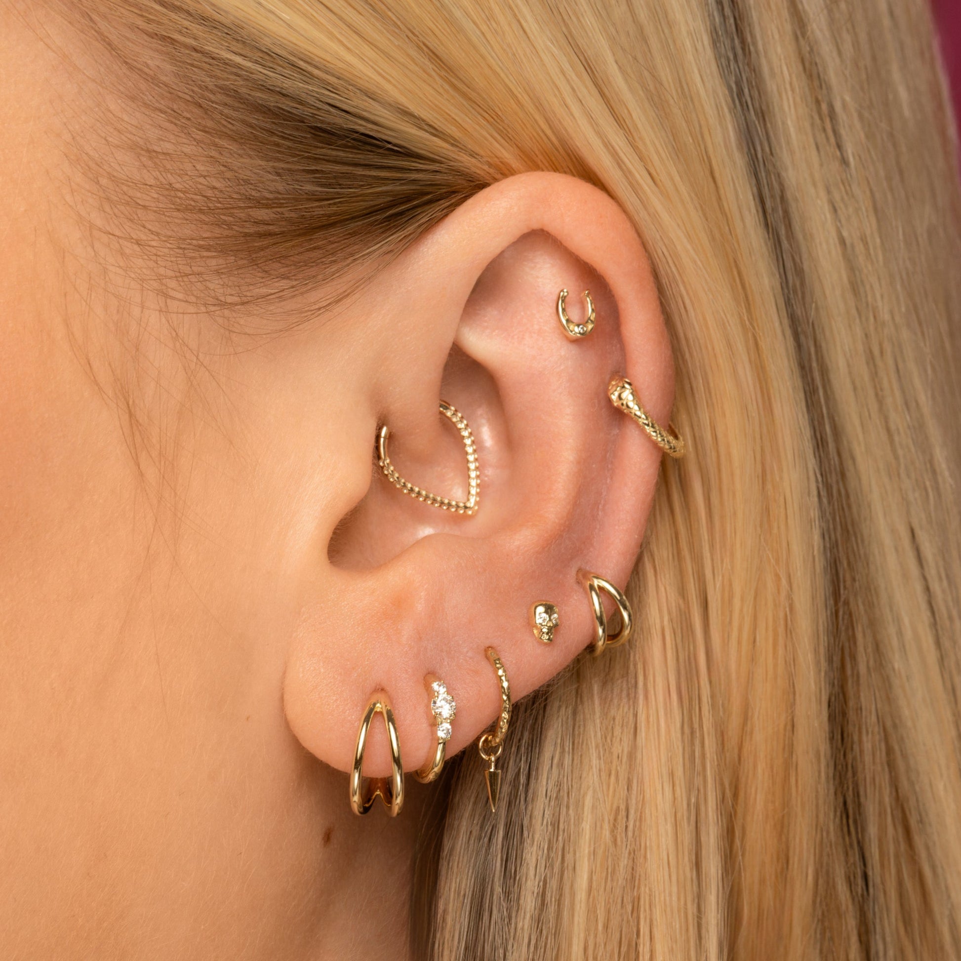 astrid miyu 9k solid yellow gold double clicker hoop earring Huggies and Hoops Laura Bond