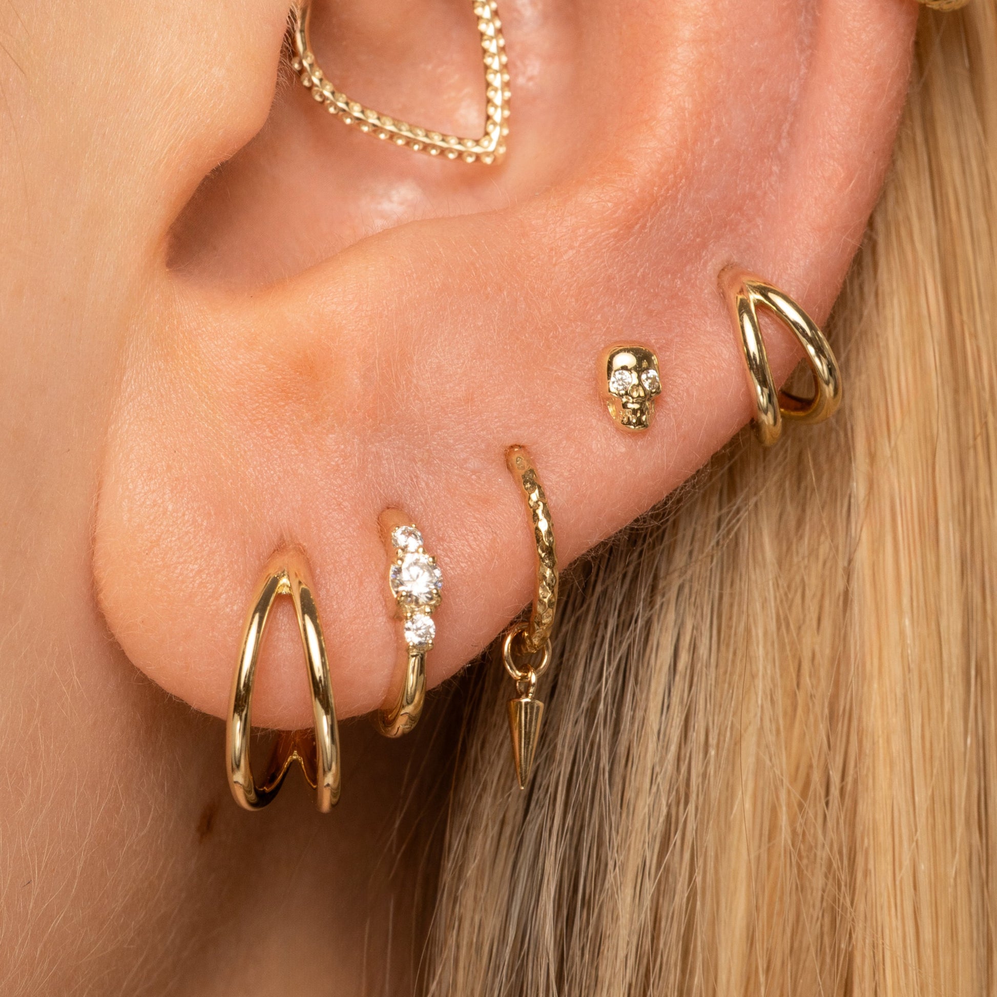astrid miyu 9k solid yellow gold double clicker hoop earring Huggies and Hoops Laura Bond