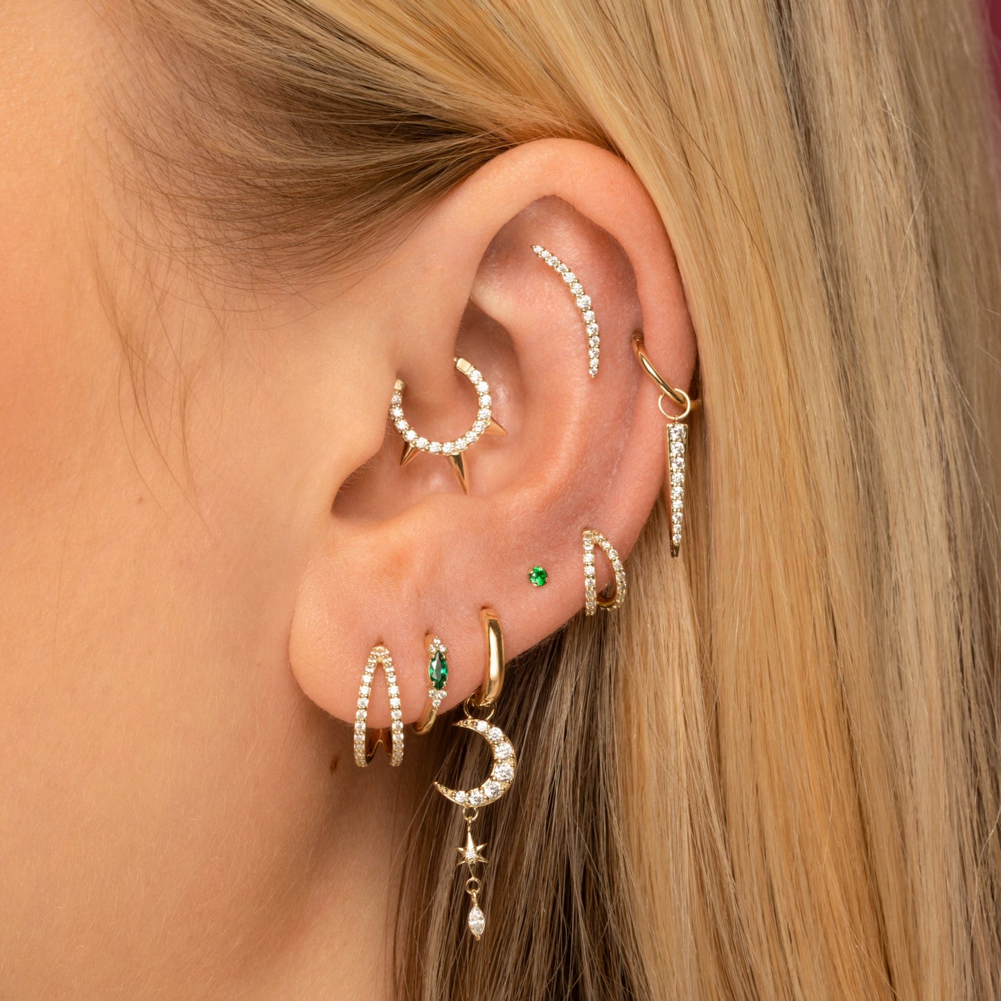 9k solid yellow gold 10mm Vespera huggie hoop earring pair