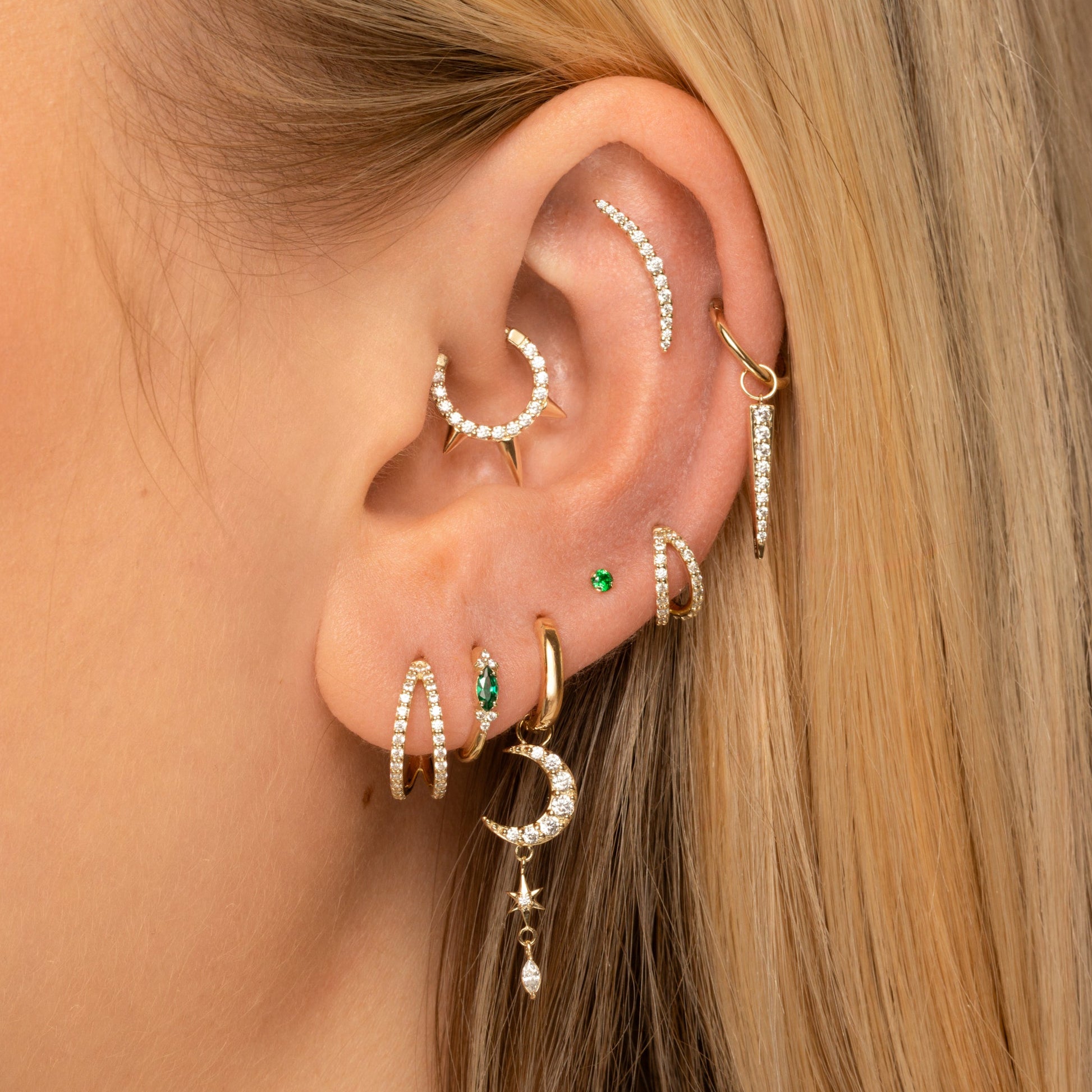 astrid miyu 9k solid yellow gold double crystal clicker clicker hoop earring Huggies and Hoops Laura Bond