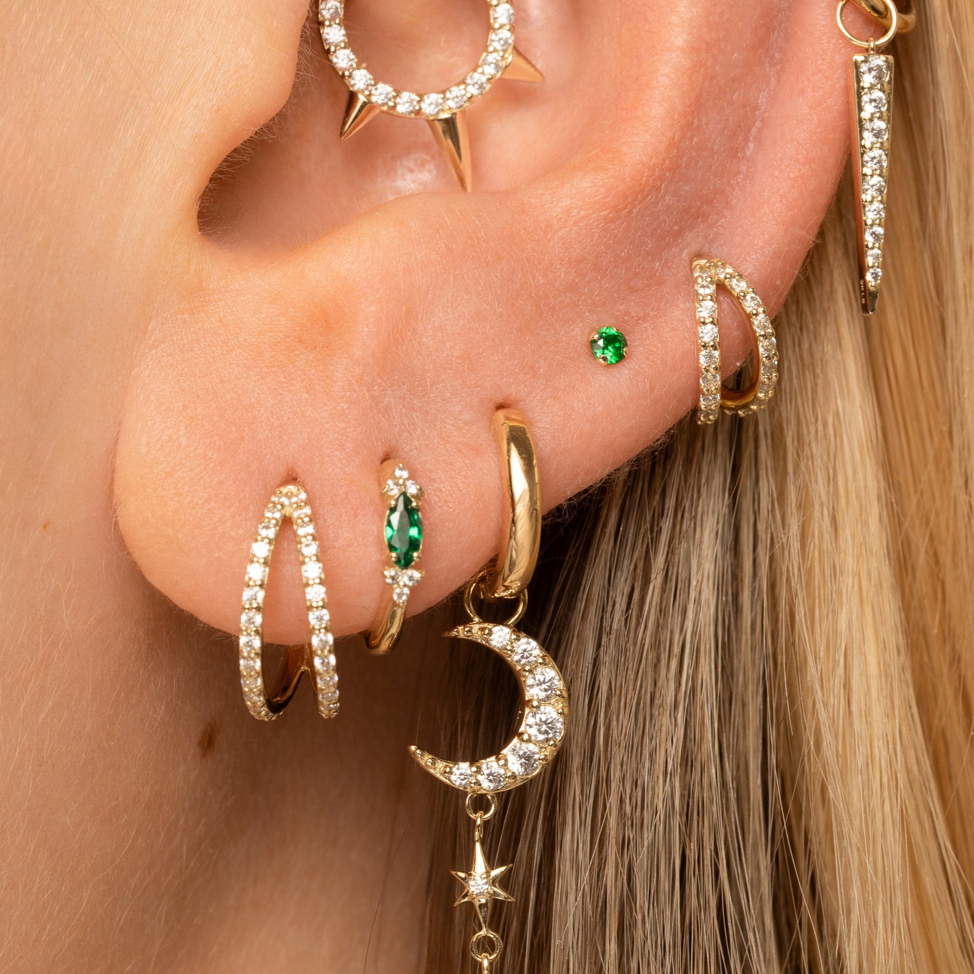 astrid miyu 9k solid yellow gold double crystal clicker clicker hoop earring Huggies and Hoops Laura Bond