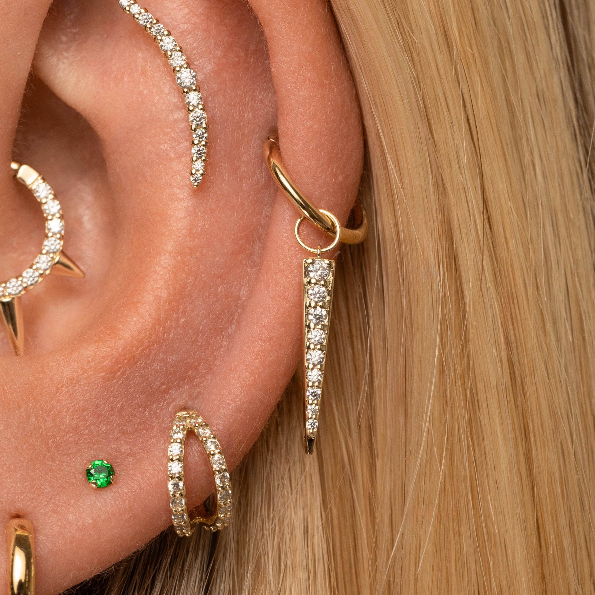 astrid miyu 9k solid yellow gold crystal spike earring charm Chains and Charms Laura Bond