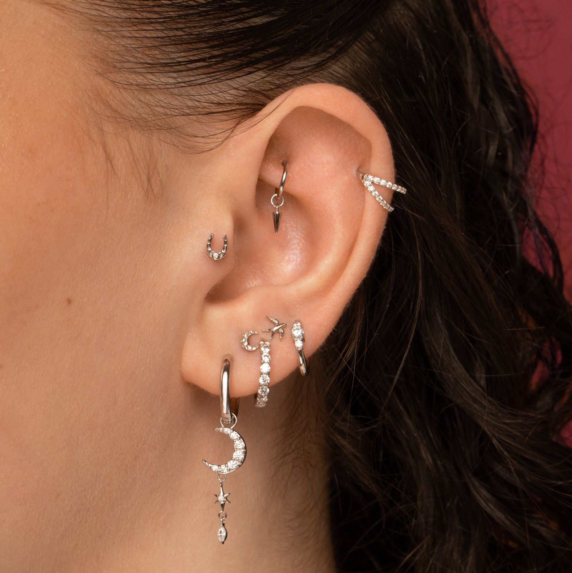 astrid miyu 14k solid white gold swallow flat back labret stud earring Cartilage Studs Laura Bond