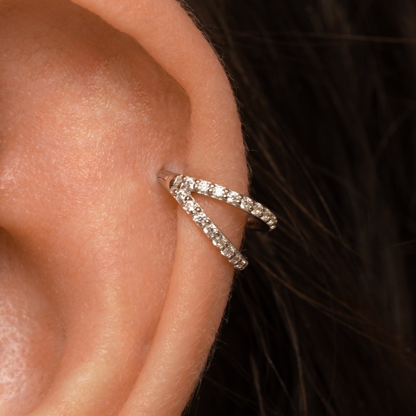 astrid miyu 9k solid white gold double crystal clicker clicker hoop earring Huggies and Hoops Laura Bond
