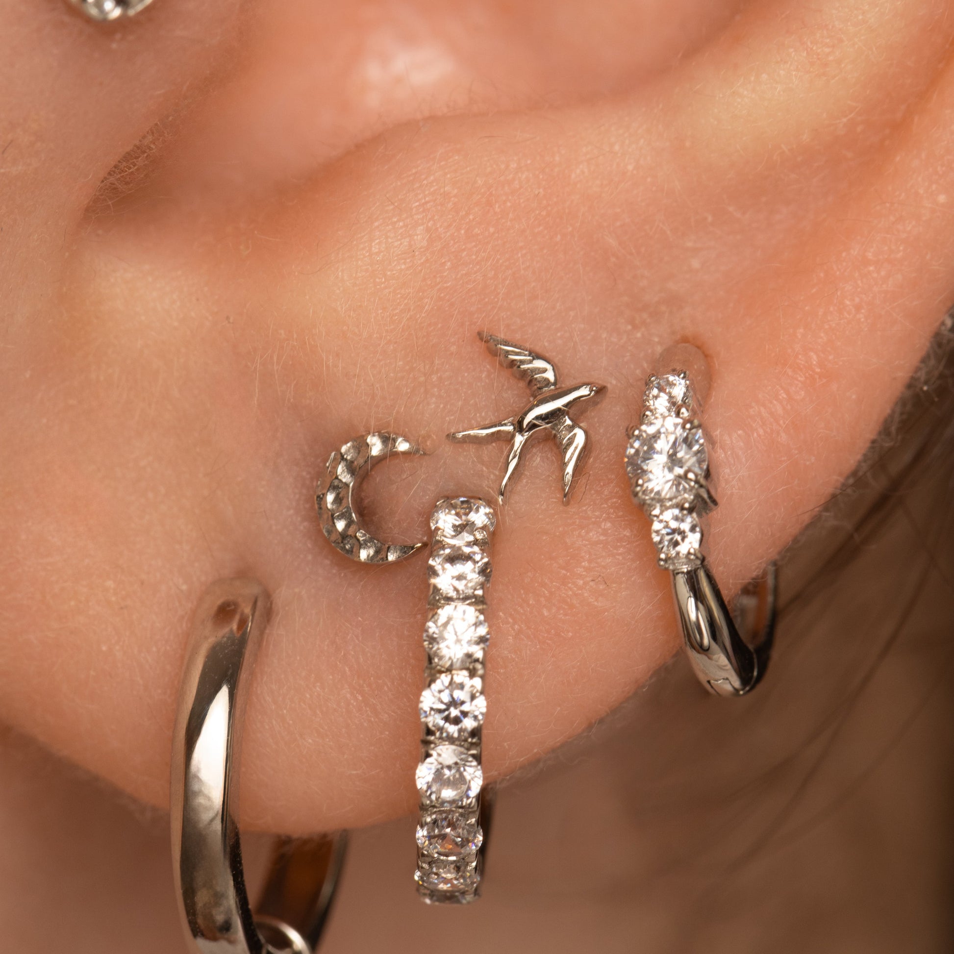 astrid miyu 14k solid white gold swallow flat back labret stud earring Cartilage Studs Laura Bond