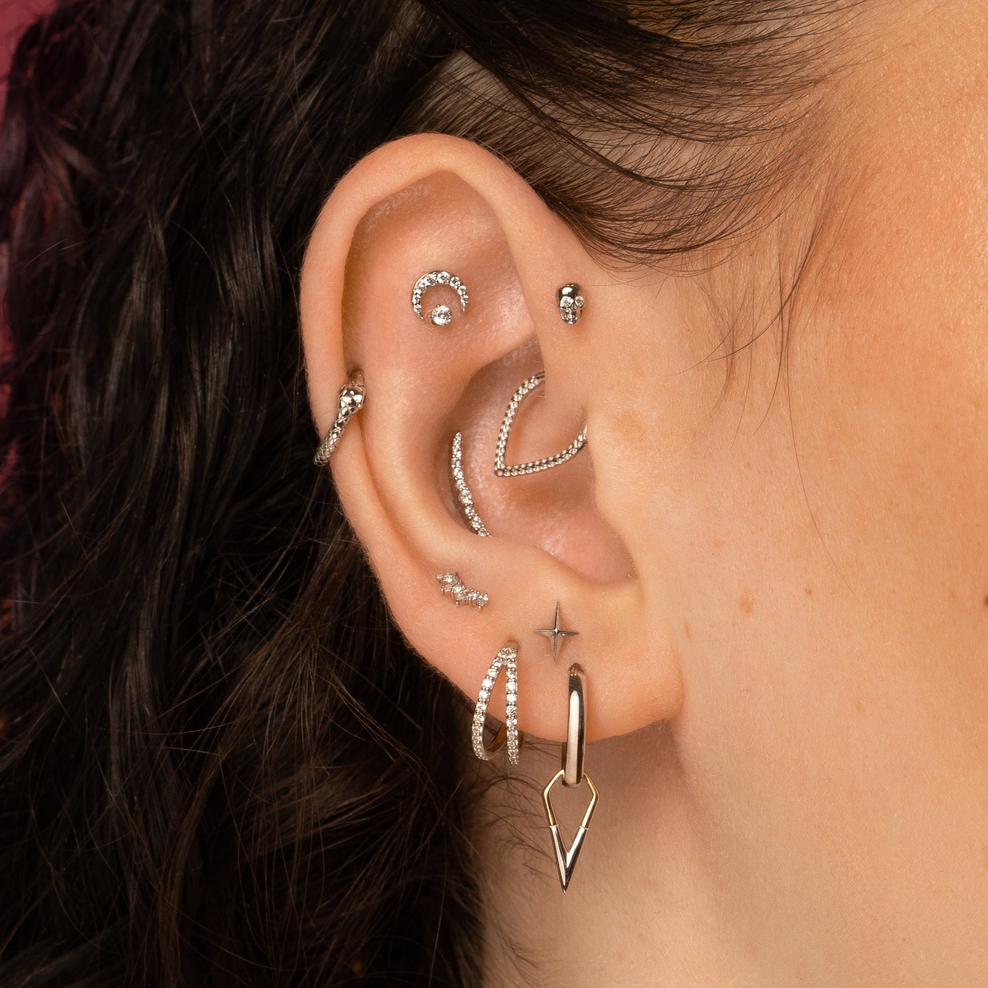 astrid miyu 14k solid white gold Faceted Star labret stud earring Cartilage Studs Laura Bond