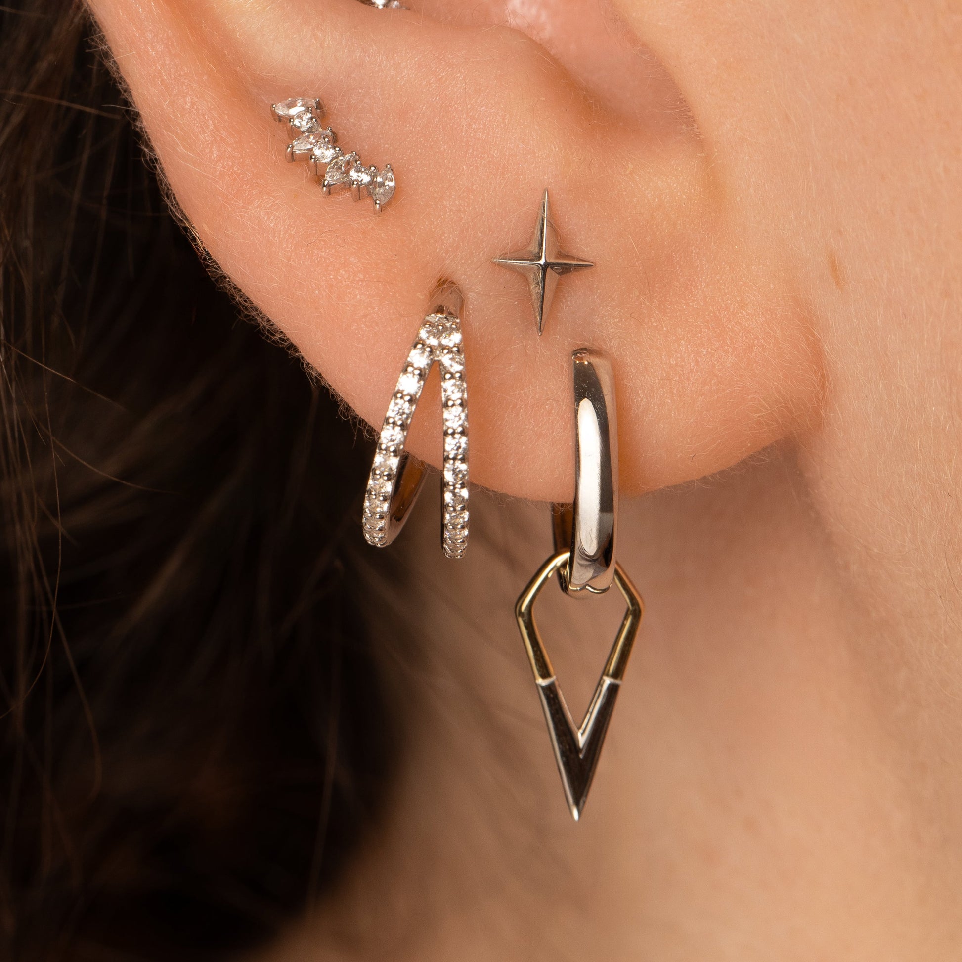 astrid miyu 9k solid white gold double crystal clicker clicker hoop earring Huggies and Hoops Laura Bond