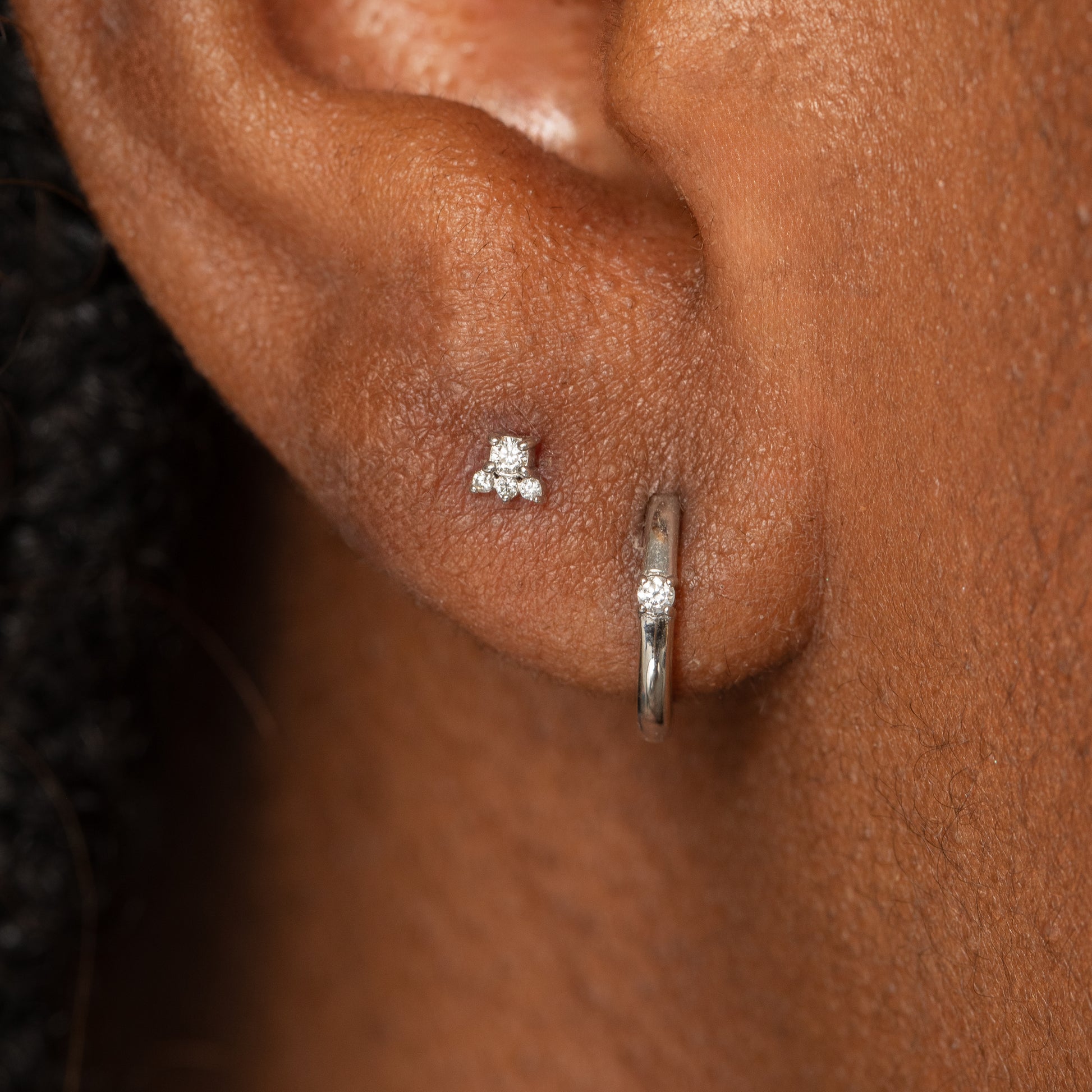 Diamonds by Laura Bond - 14k solid white gold Elsie flat back labret stud earring Cartilage Studs Laura Bond Maria Tash astrid miyu
