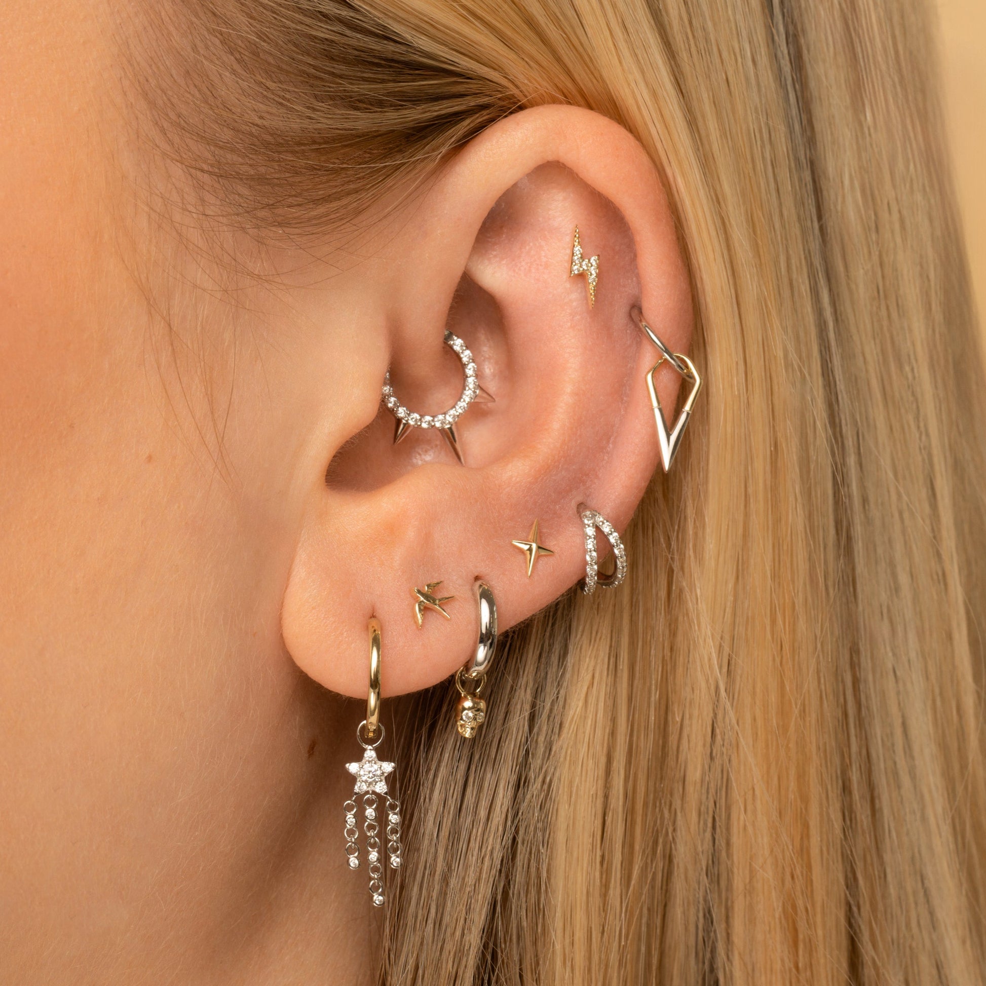 astrid miyu 9k solid yellow gold Sparkling Skull earring charm Chains and Charms Laura Bond