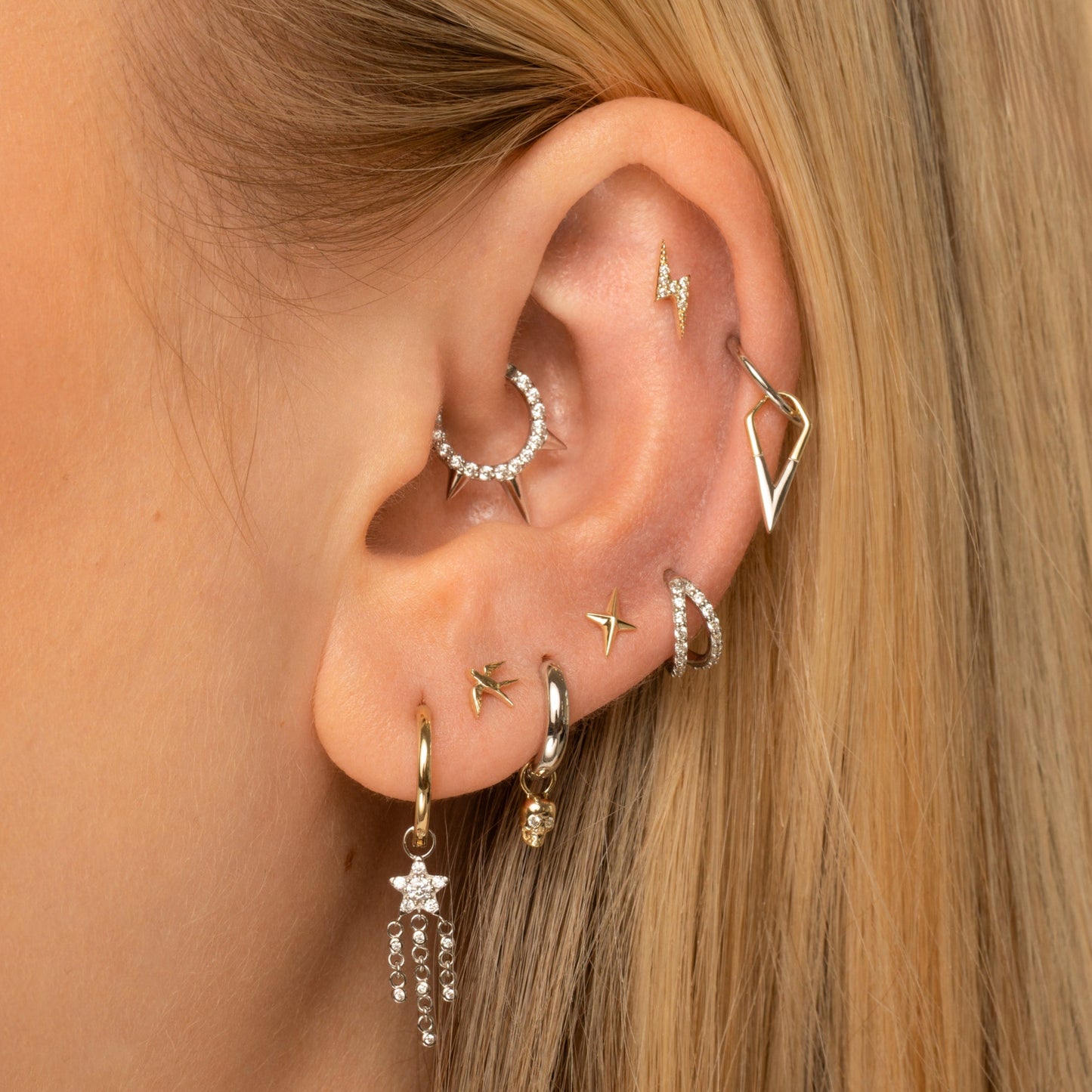 astrid miyu 9k solid white gold double crystal clicker clicker hoop earring Huggies and Hoops Laura Bond