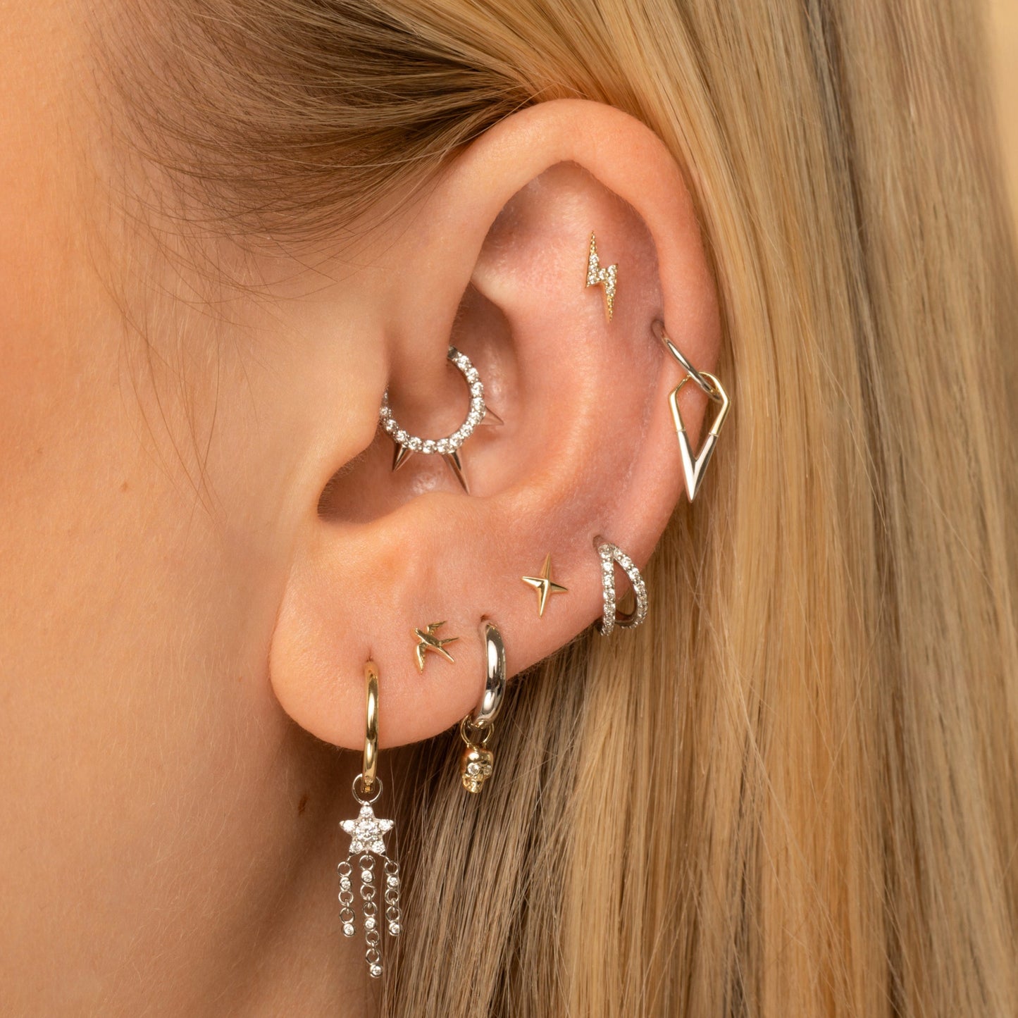 astrid miyu 9k solid yellow gold swallow flat back labret stud earring Cartilage Studs Laura Bond