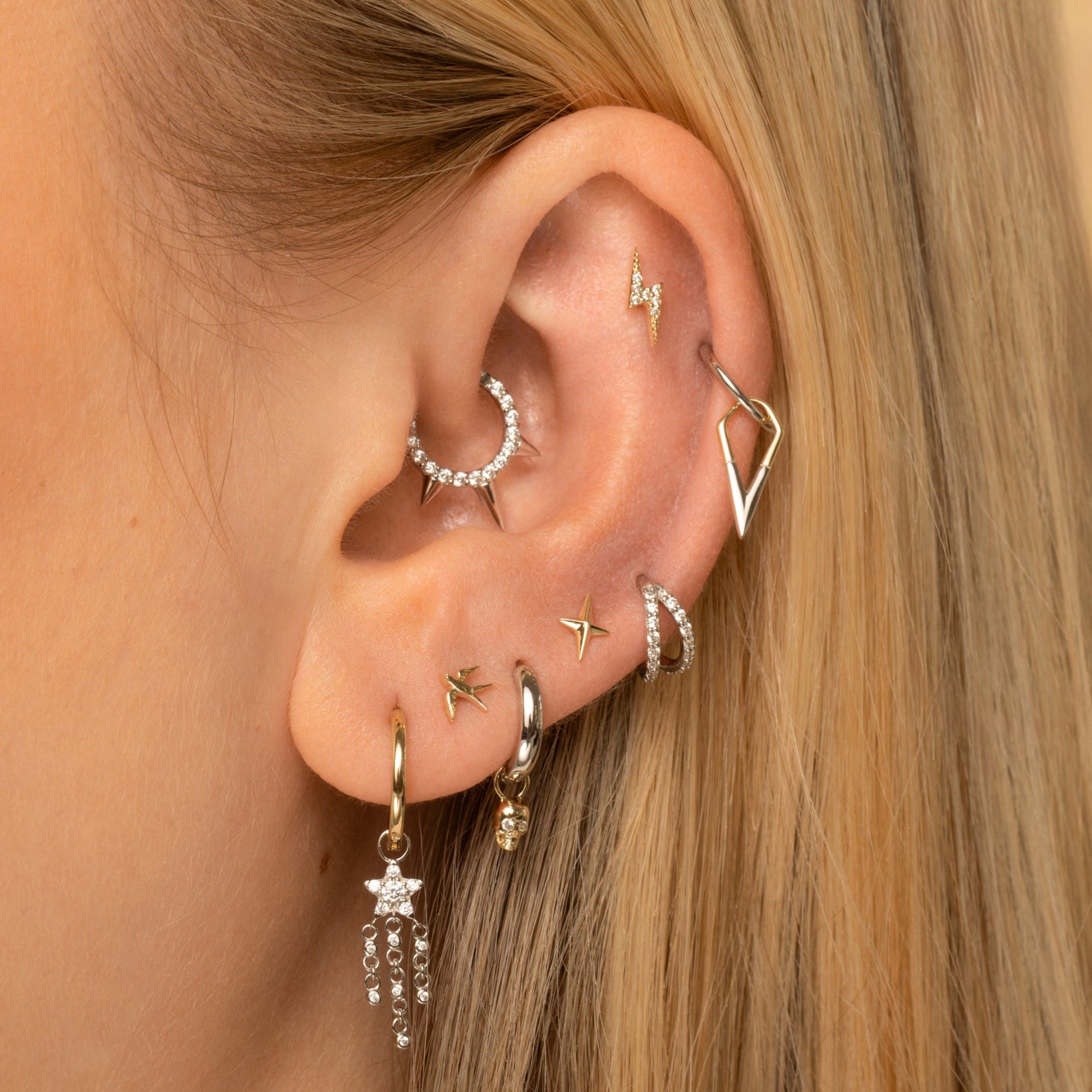 astrid miyu 9k solid yellow gold swallow flat back labret stud earring Cartilage Studs Laura Bond