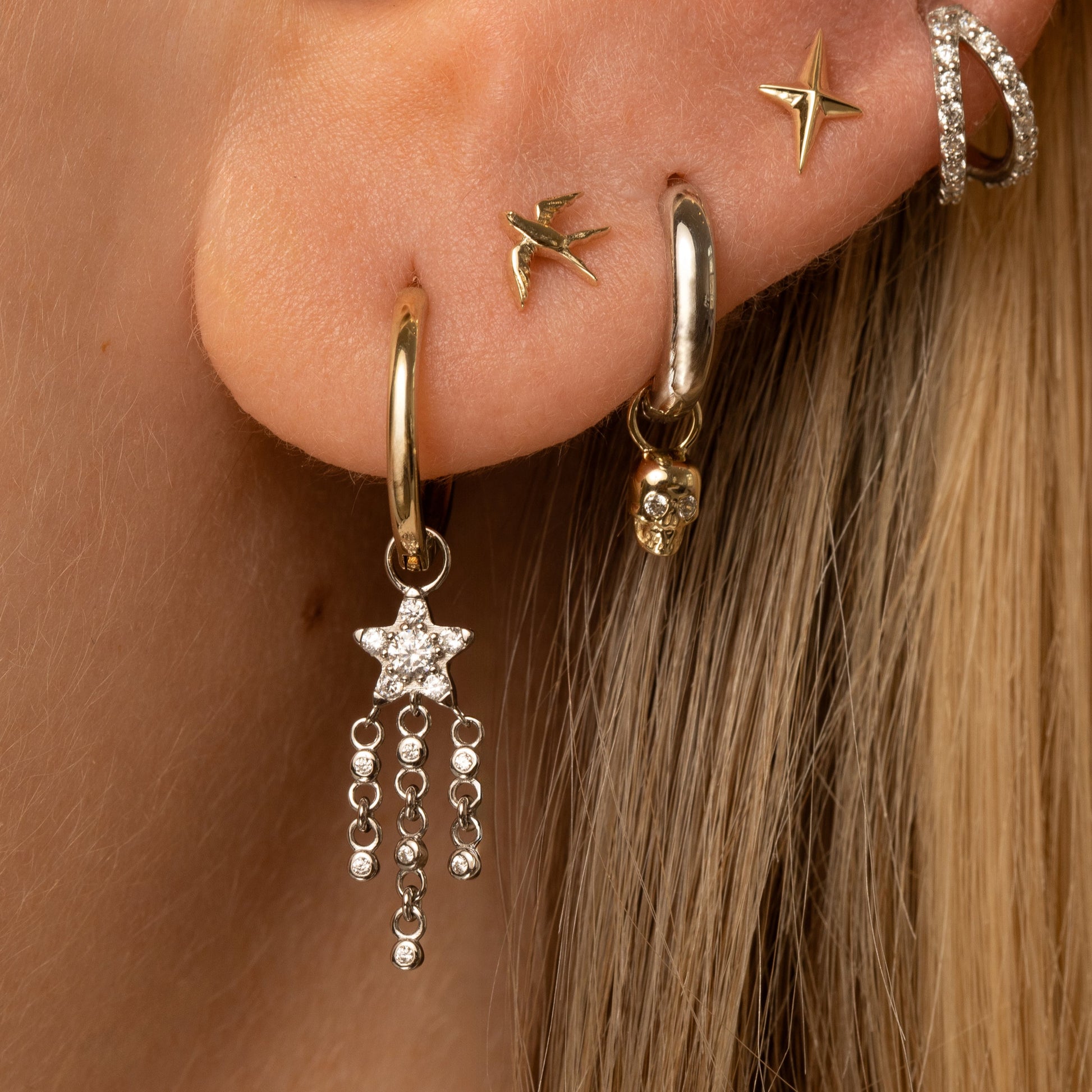 astrid miyu 9k solid yellow gold Sparkling Skull earring charm Chains and Charms Laura Bond