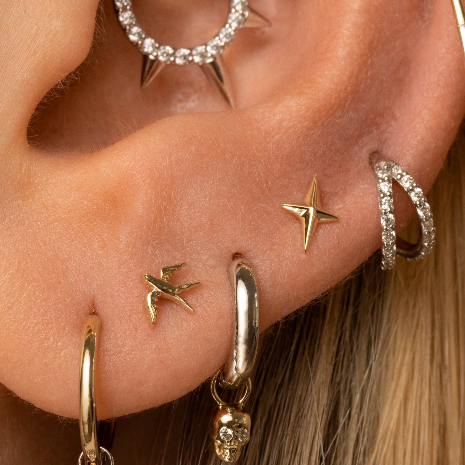astrid miyu 9k solid yellow gold Faceted Star labret stud earring Cartilage Studs Laura Bond