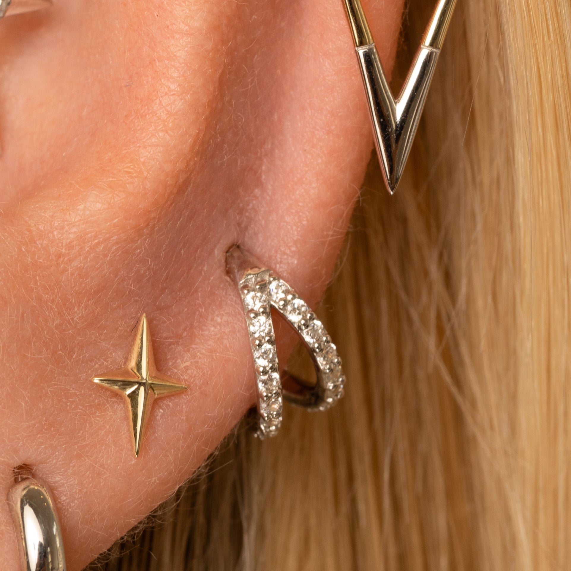 astrid miyu 9k solid white gold double crystal clicker clicker hoop earring Huggies and Hoops Laura Bond