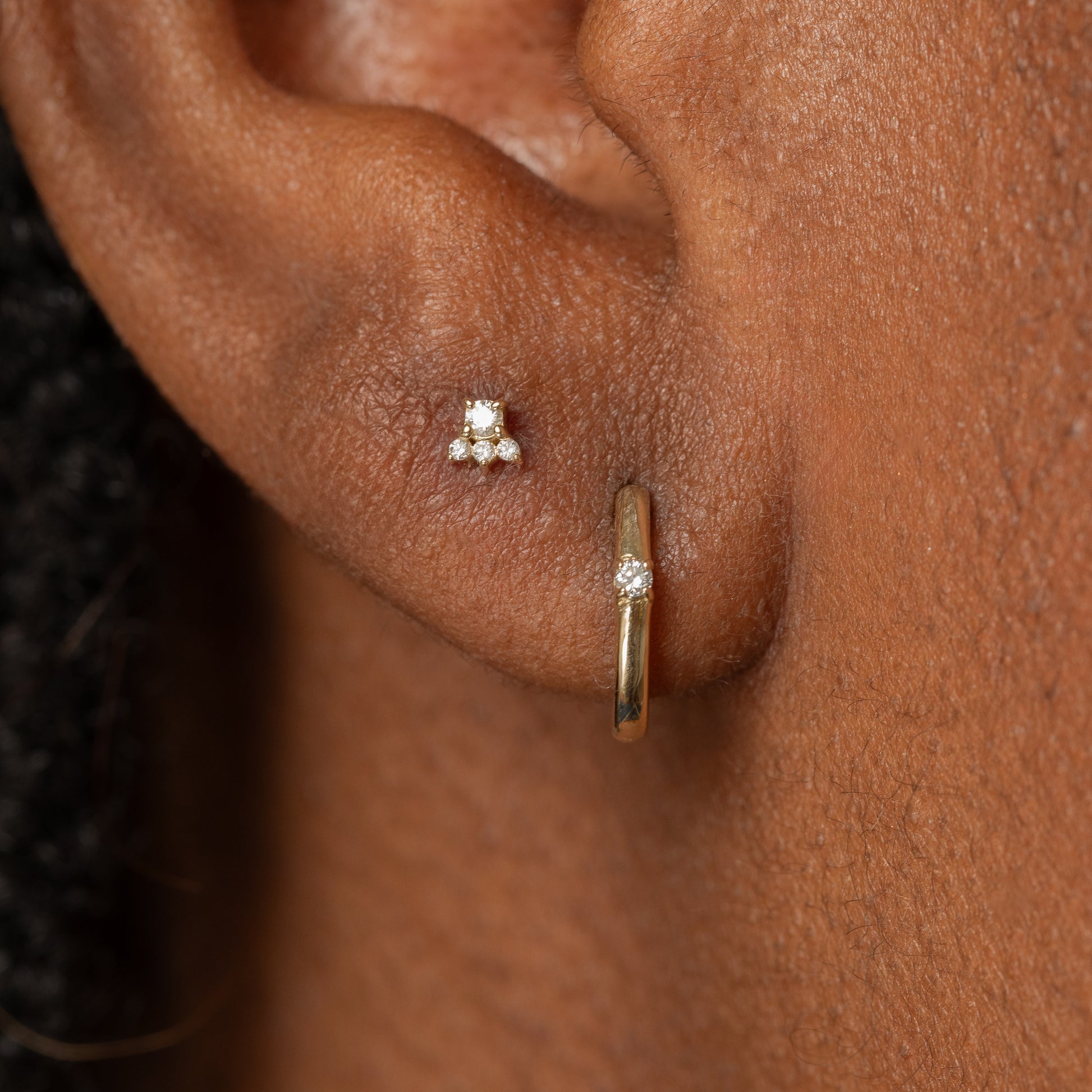 Diamonds by Laura Bond - 14k solid yellow gold Elsie flat back labret stud earring Cartilage Studs Laura Bond Maria Tash astrid miyu