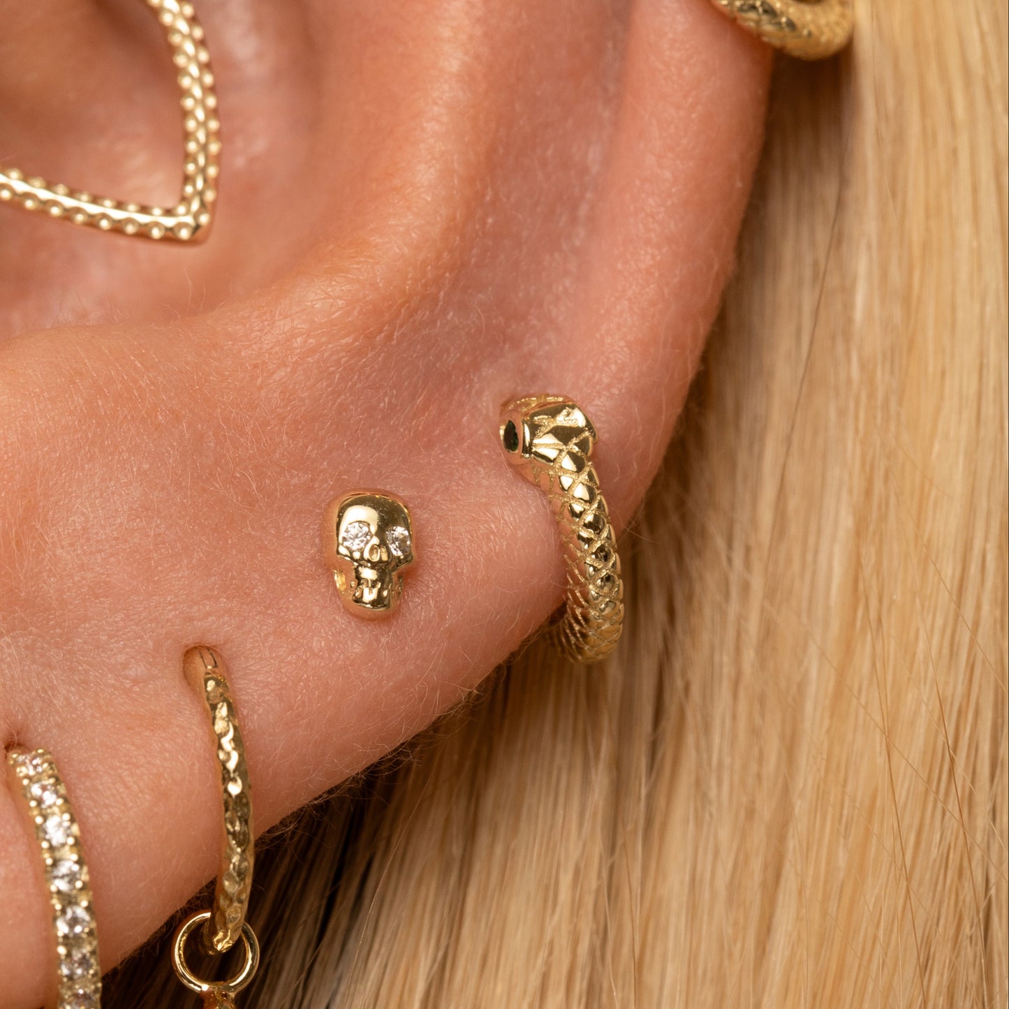 astrid miyu 9k solid yellow gold Ouroboros Snake clicker hoop earring Huggies and Hoops Laura Bond