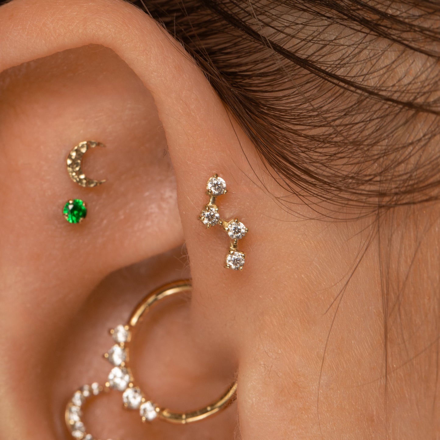 astrid miyu 14k solid yellow gold mini constellation flat back labret stud earring Cartilage Studs Laura Bond