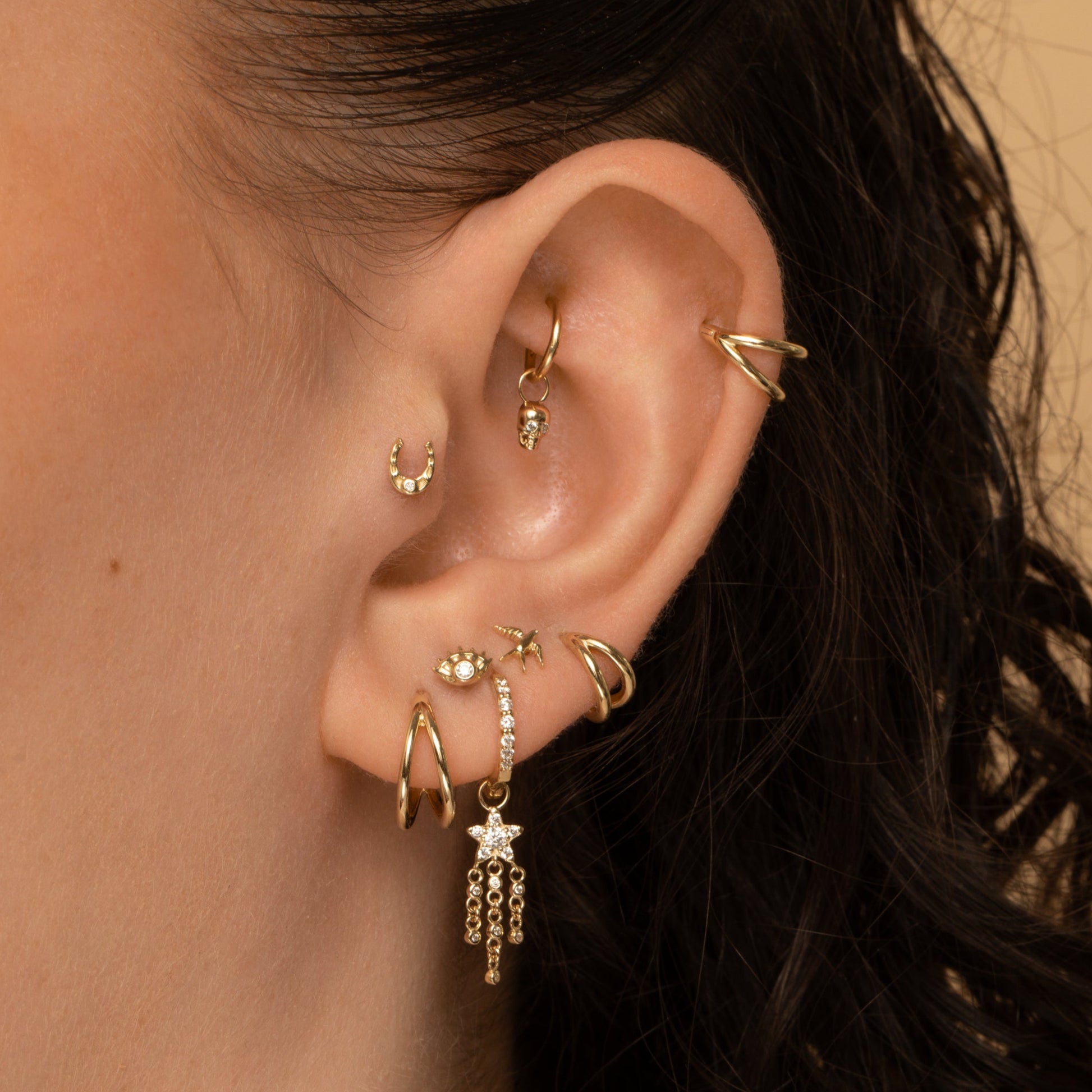 astrid miyu 9k solid yellow gold Shooting Star drop earring charm Chains and Charms Laura Bond