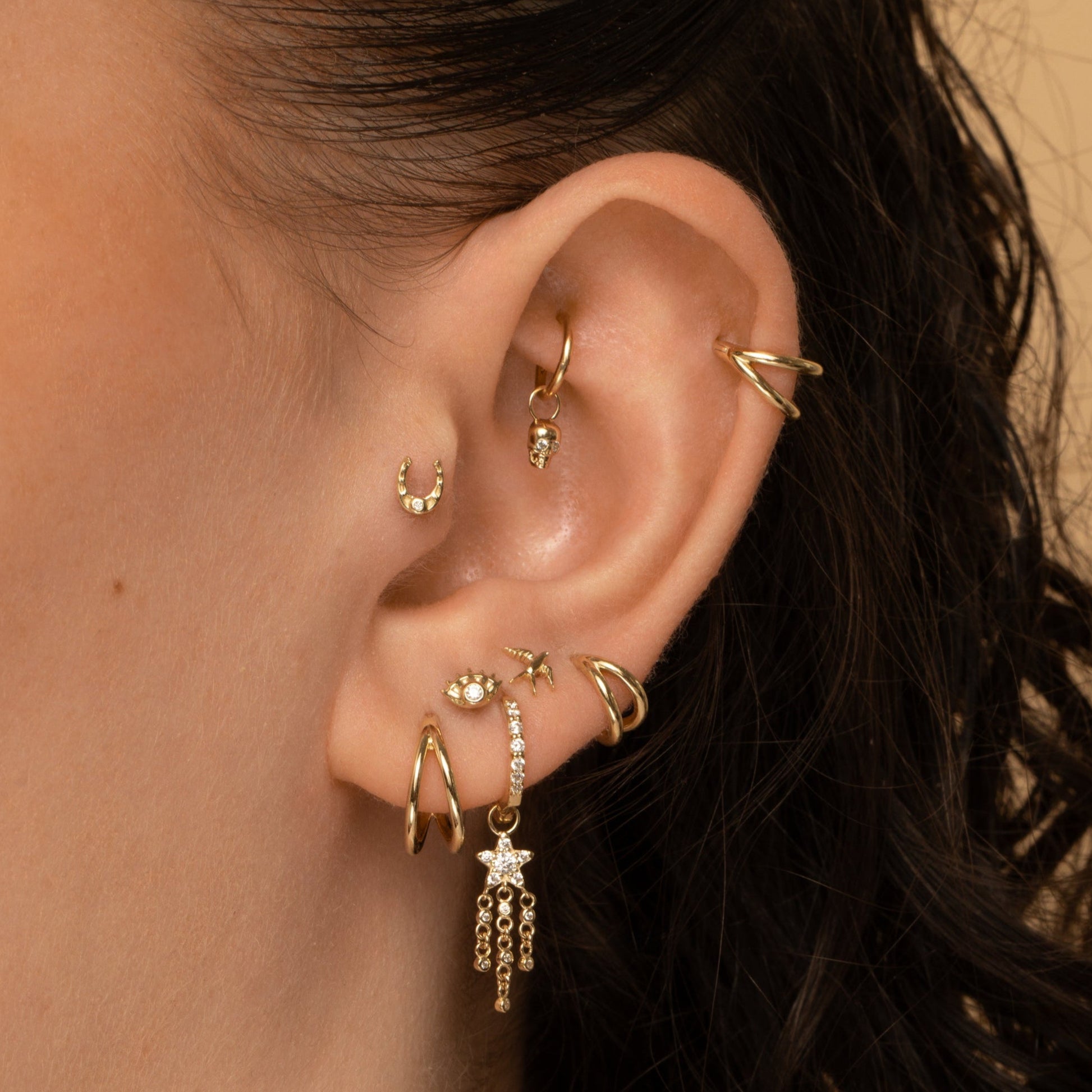 astrid miyu 9k solid yellow gold swallow flat back labret stud earring Cartilage Studs Laura Bond