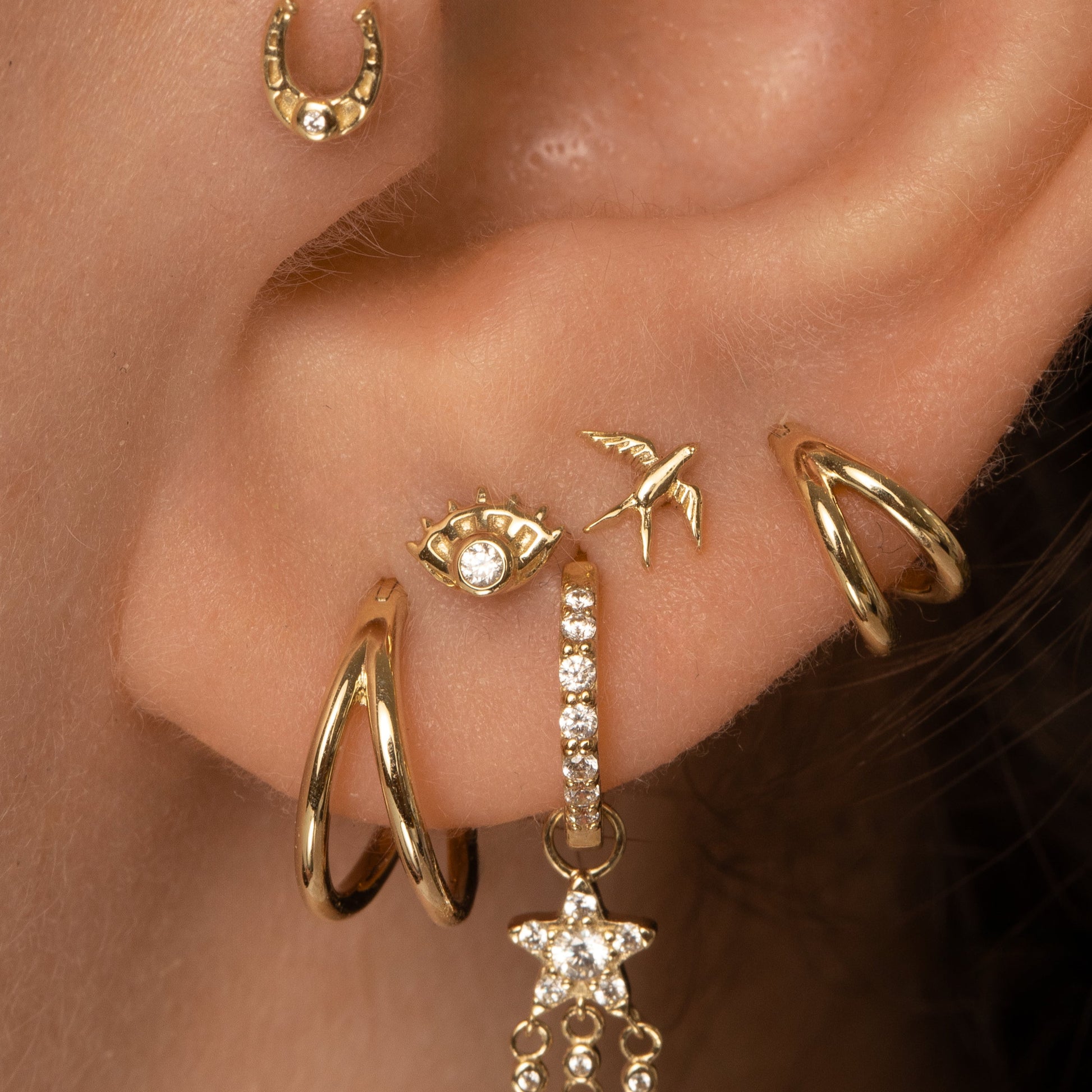 astrid miyu 9k solid yellow gold swallow flat back labret stud earring Cartilage Studs Laura Bond
