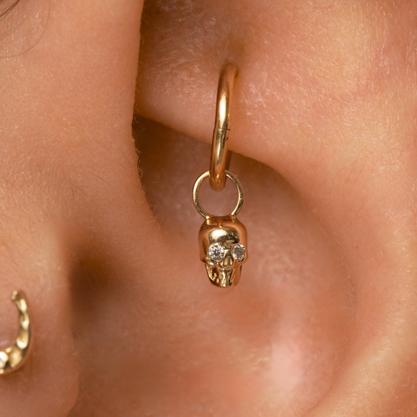 astrid miyu 9k solid yellow gold Sparkling Skull earring charm Chains and Charms Laura Bond