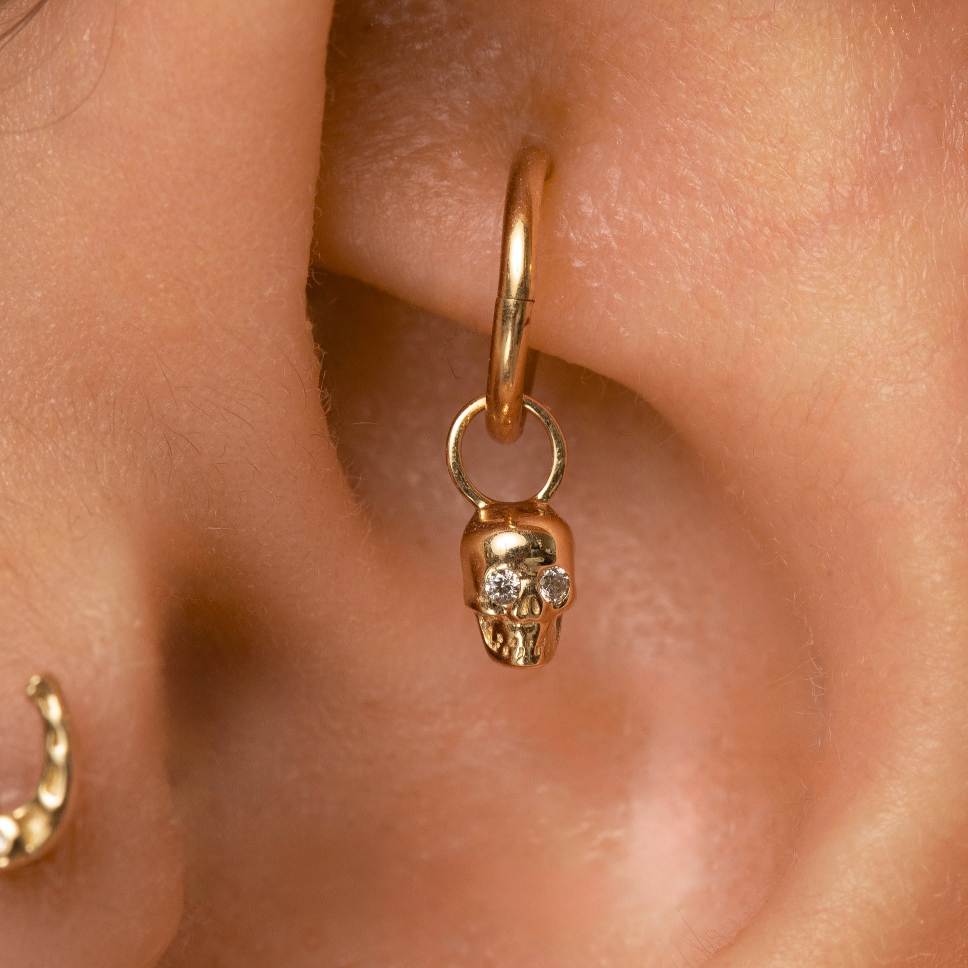 astrid miyu 9k solid yellow gold Sparkling Skull earring charm Chains and Charms Laura Bond