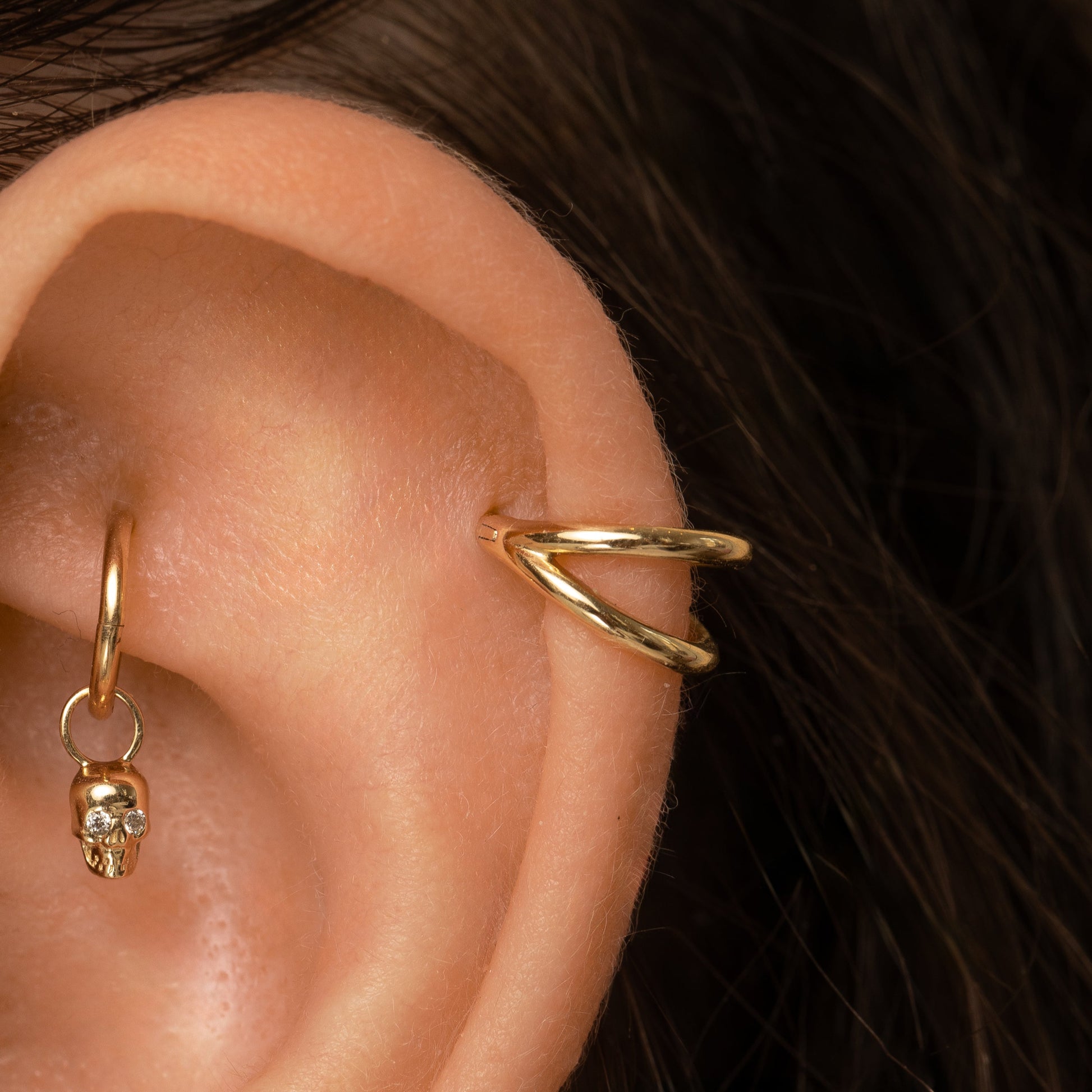 astrid miyu 9k solid yellow gold double clicker hoop earring Huggies and Hoops Laura Bond