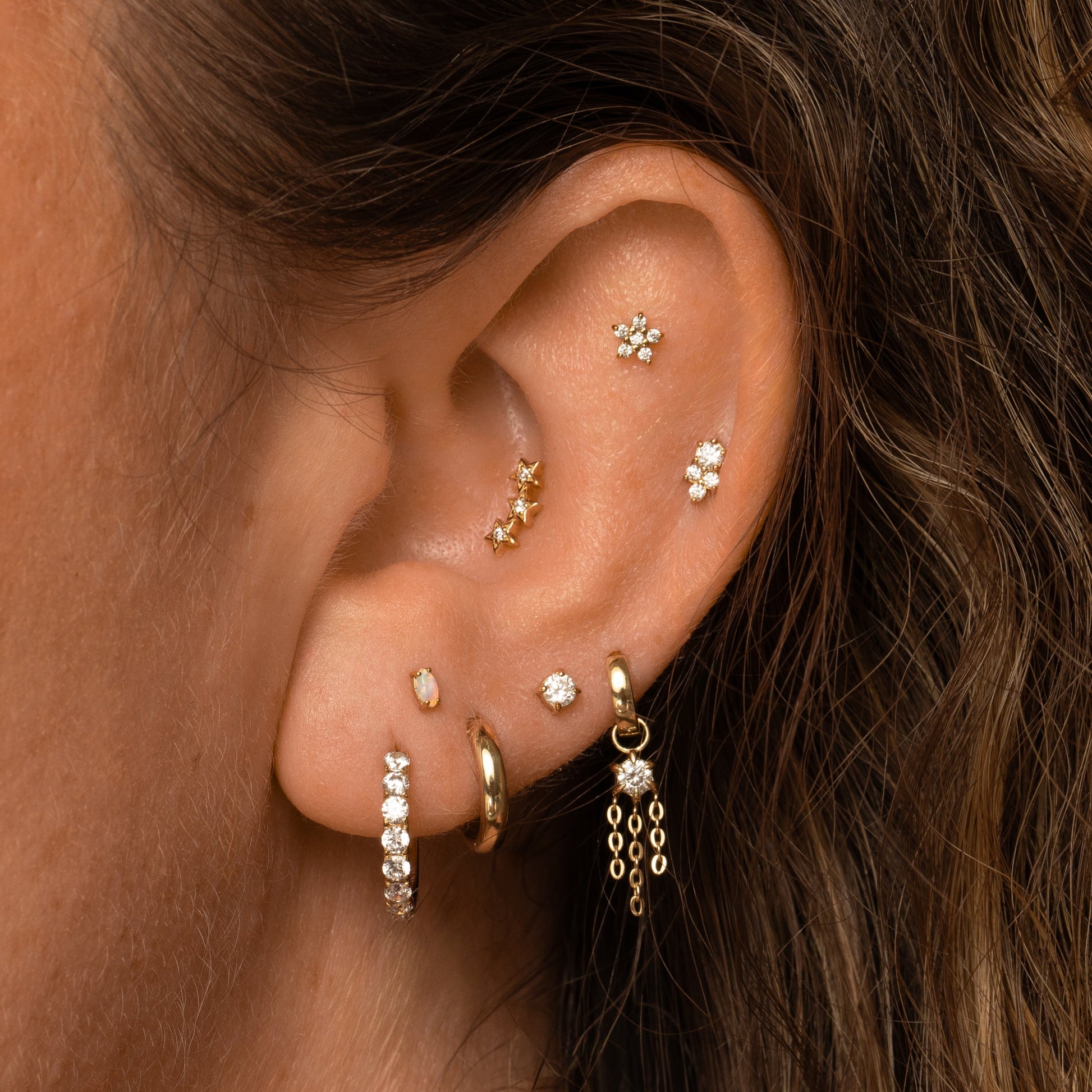 astrid miyu 14k solid yellow gold etoiles flat back labret stud earring 8mm Laura Bond