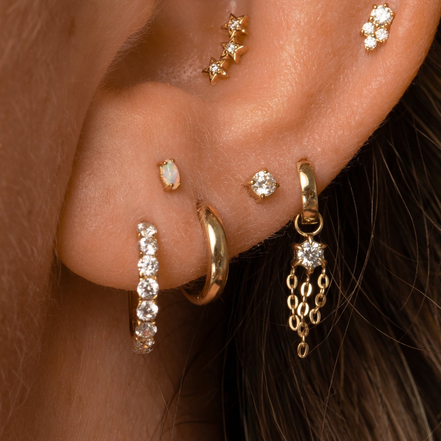 astrid miyu 9k solid yellow gold 2.5mm single crystal gem flat back labret stud earring Cartilage Studs Laura Bond