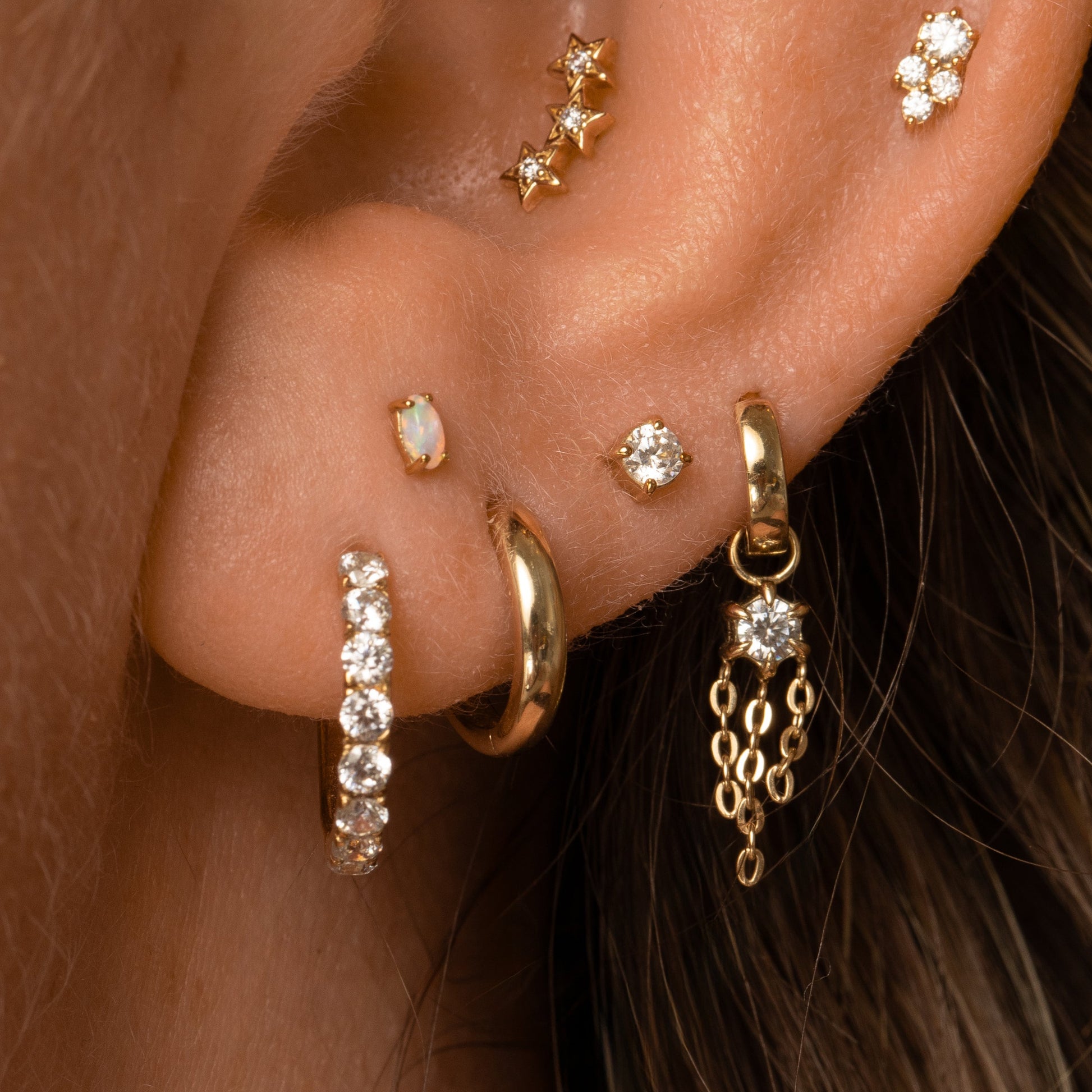 astrid miyu 9k solid yellow gold 2.5mm single crystal gem flat back labret stud earring Cartilage Studs Laura Bond