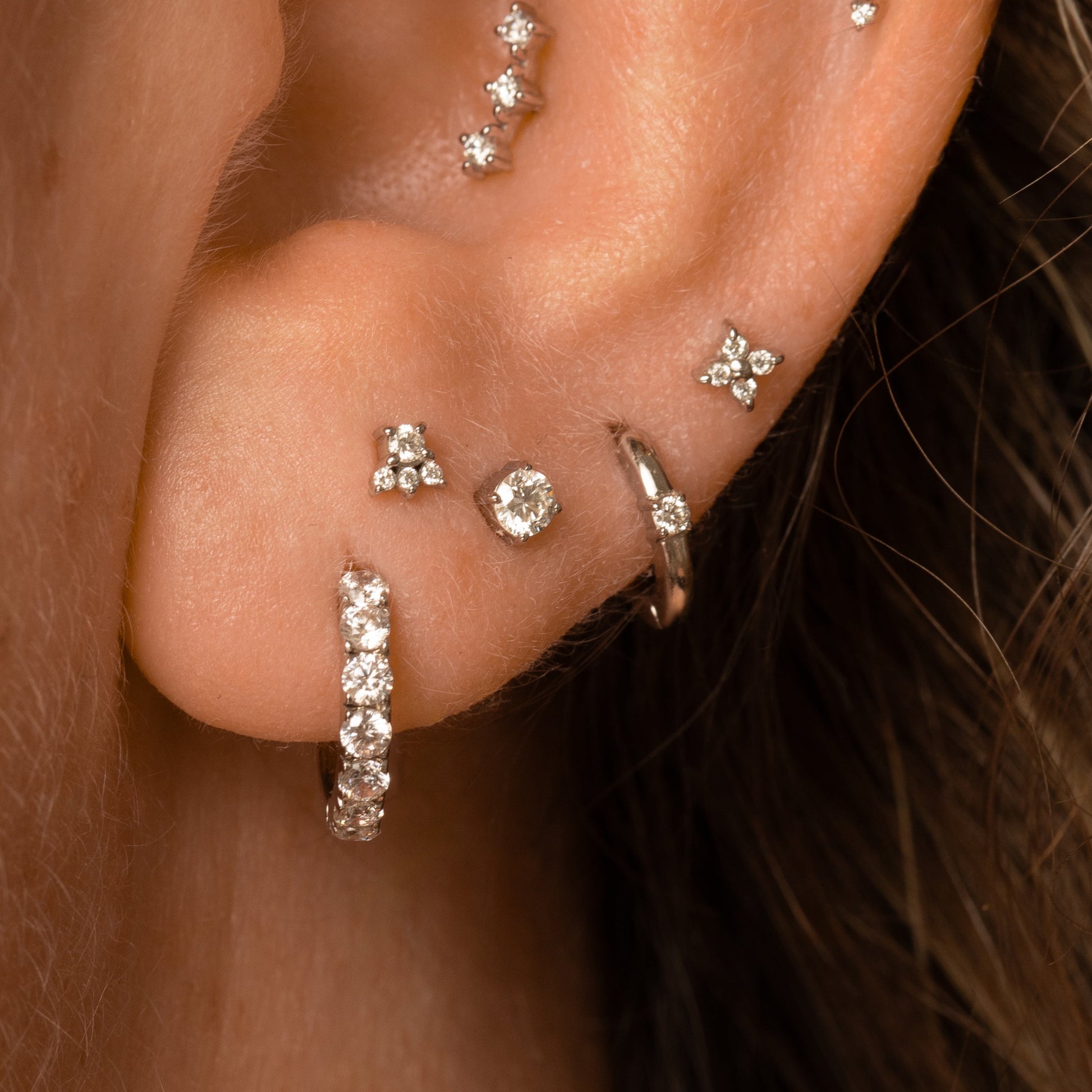 astrid miyu Diamonds by Laura Bond - 14k solid white gold single diamond flat back labret stud earring Cartilage Studs Laura Bond