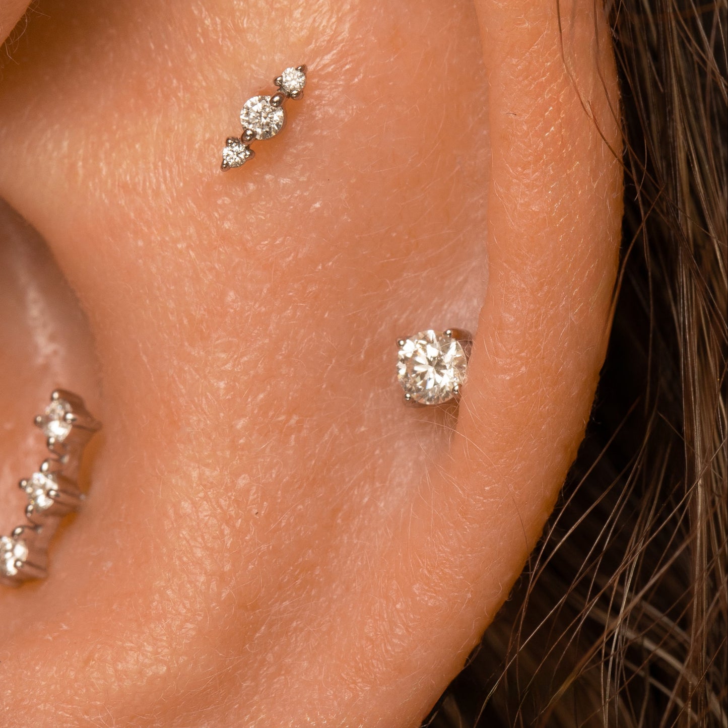 astrid miyu Diamonds by Laura Bond - 14k solid white gold single diamond flat back labret stud earring Cartilage Studs Laura Bond
