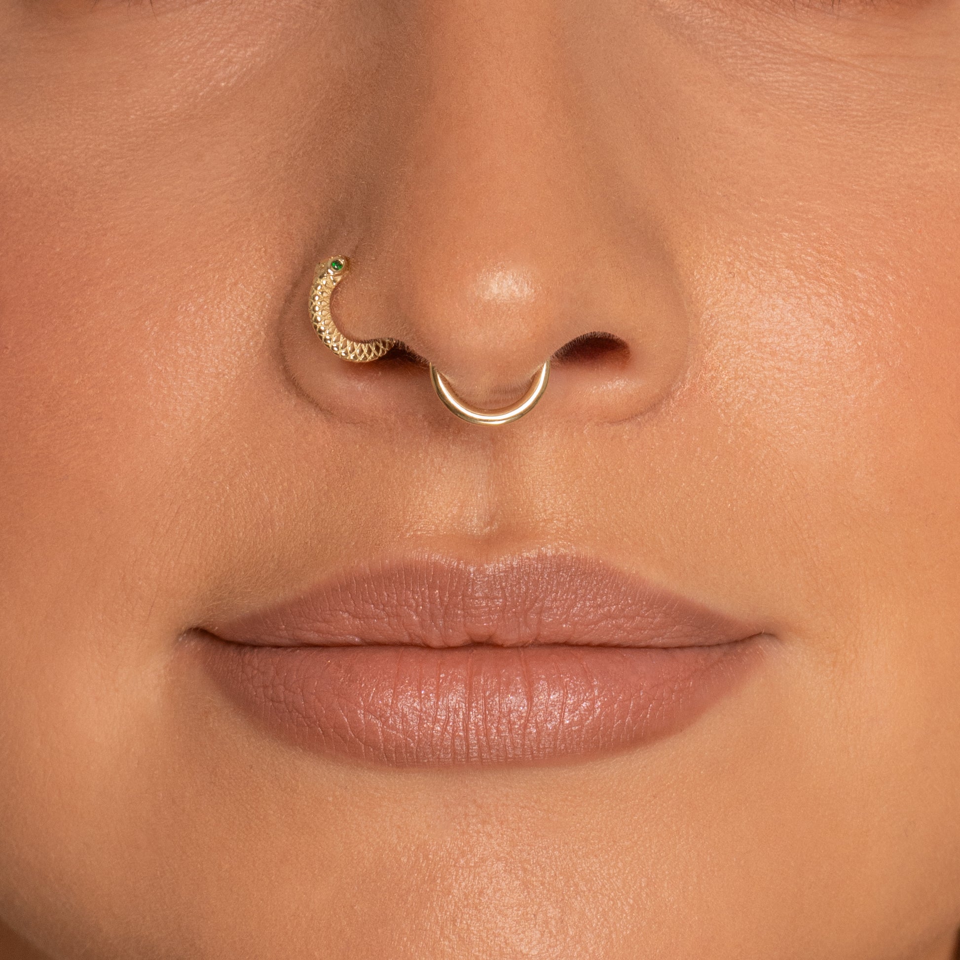 astrid miyu 9k solid yellow gold Ouroboros Snake clicker hoop earring Huggies and Hoops Laura Bond