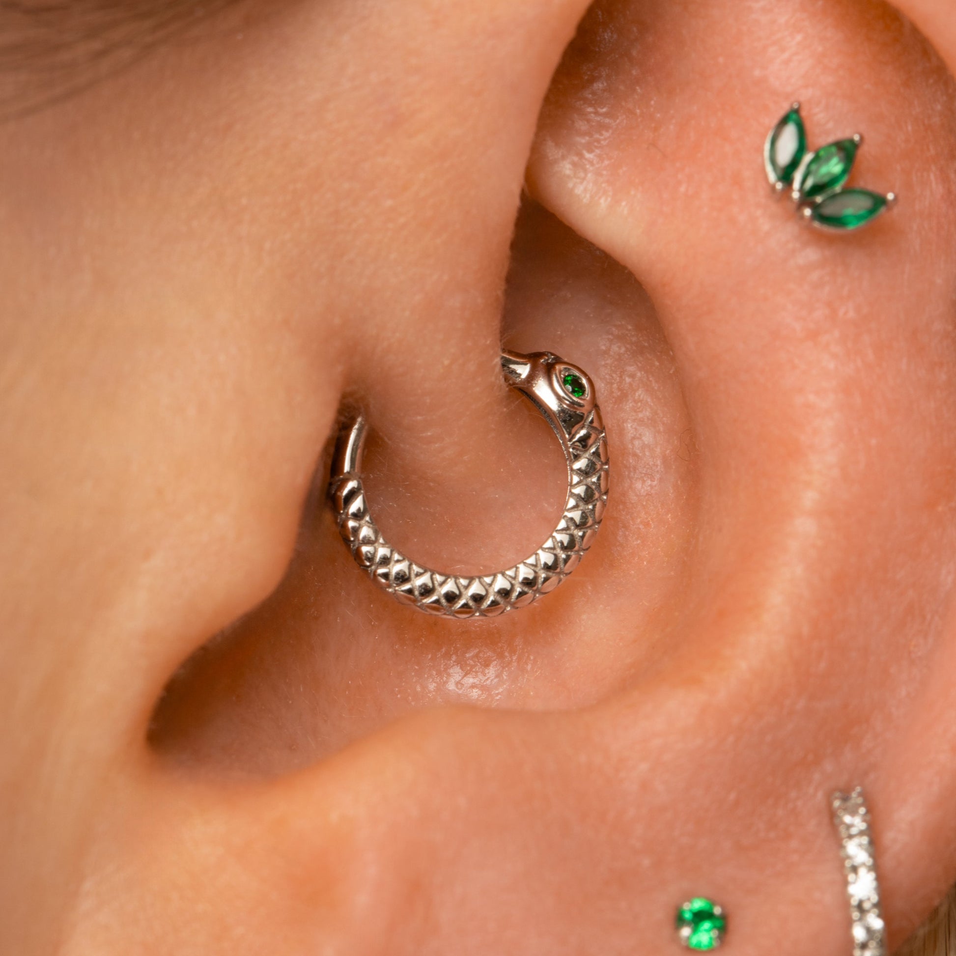 astrid miyu 9k solid white gold Ouroboros Snake clicker hoop earring Huggies and Hoops Laura Bond