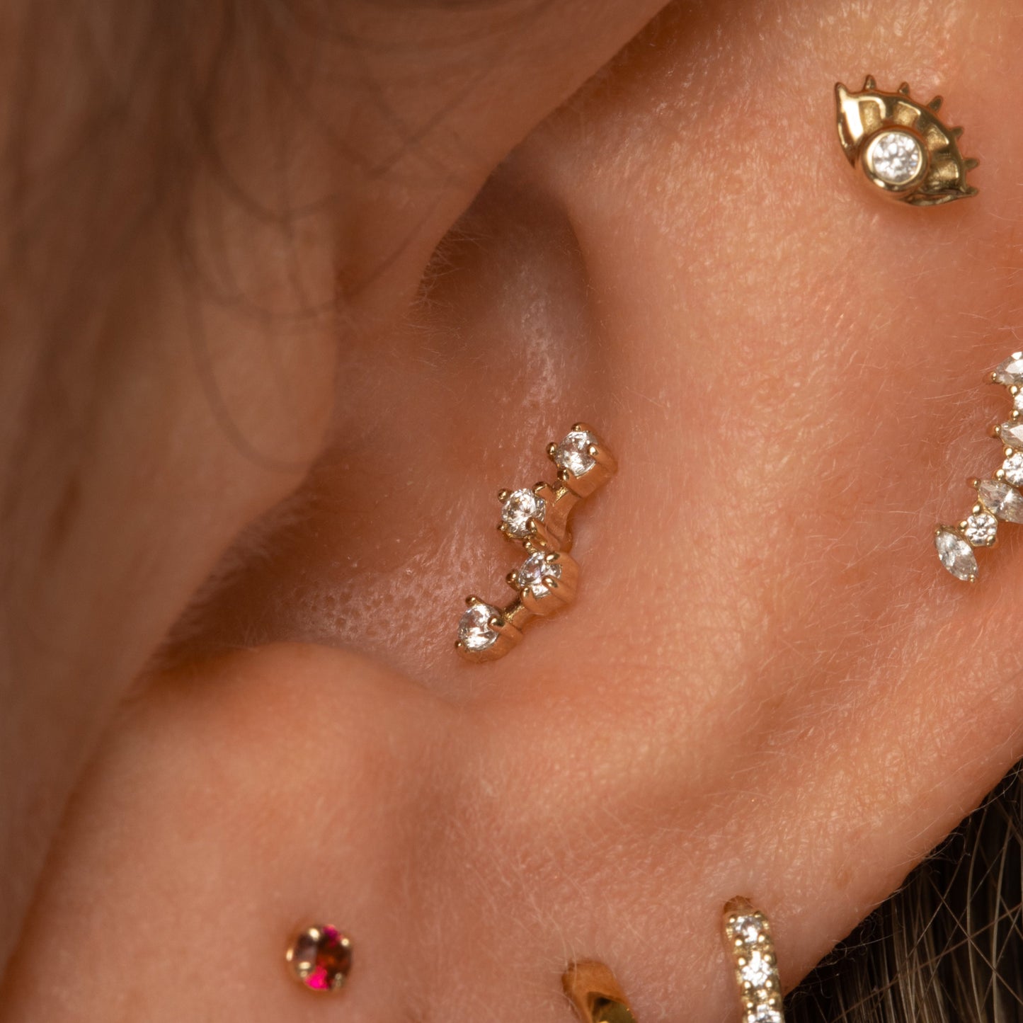 astrid miyu 14k solid yellow gold mini constellation flat back labret stud earring Cartilage Studs Laura Bond