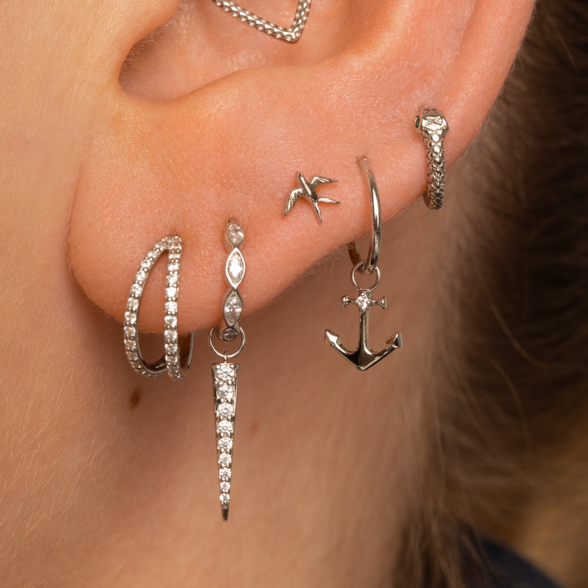 astrid miyu 14k solid white gold swallow flat back labret stud earring Cartilage Studs Laura Bond