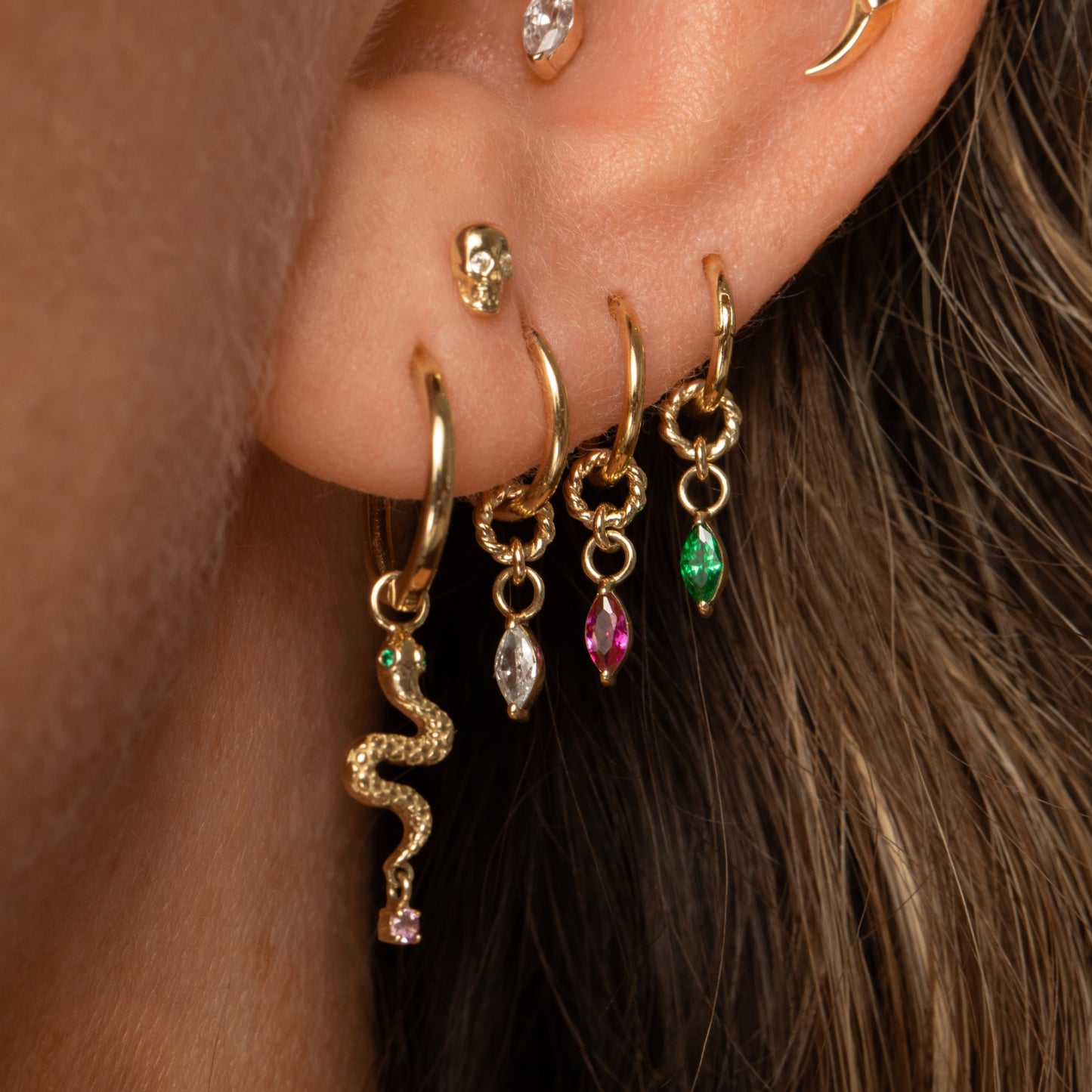 astrid miyu 9k solid yellow gold twisted Cressida earring charm Chains and Charms Laura Bond