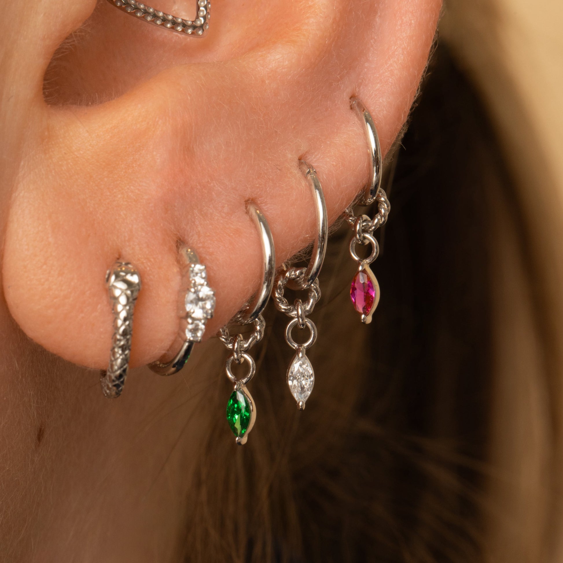 astrid miyu 9k solid white gold twisted Cressida earring charm Chains and Charms Laura Bond