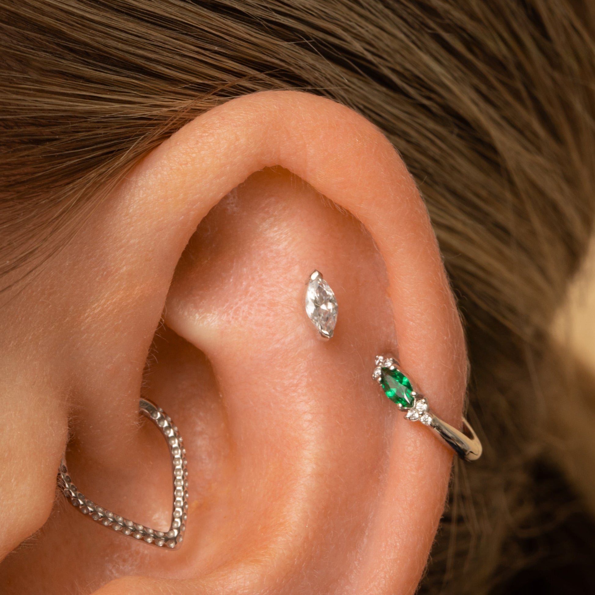 astrid miyu 9k solid white gold marquise flat back labret stud earring 6mm Cartilage Studs Laura Bond
