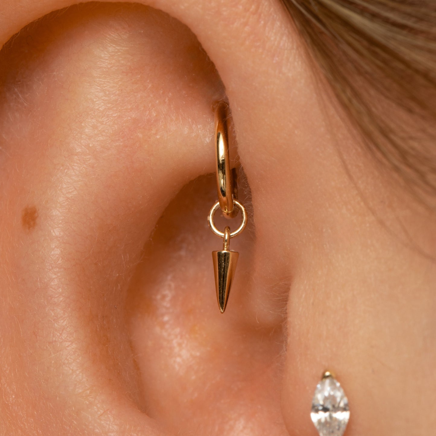 astrid miyu 9k solid yellow gold tiny spike earring charm Chains and Charms Laura Bond